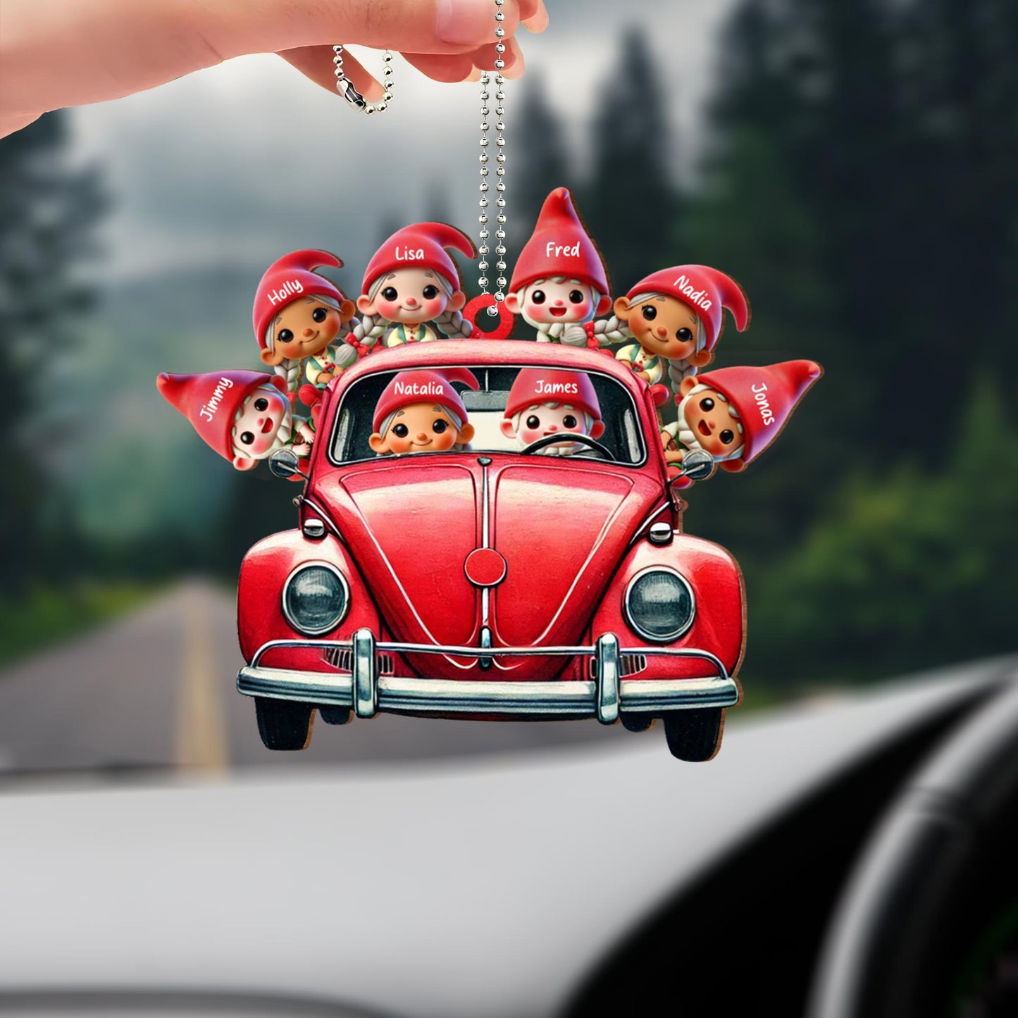 Cruising Elves, Adventure Awaits In A Classic Car - Personalized Custom Wood Ornament, Car Hanging Ornament - FAM263_WCA