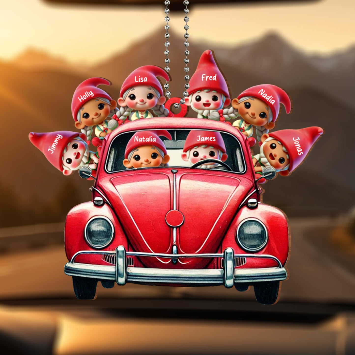 Cruising Elves, Adventure Awaits In A Classic Car - Personalized Custom Wood Ornament, Car Hanging Ornament - FAM263_WCA