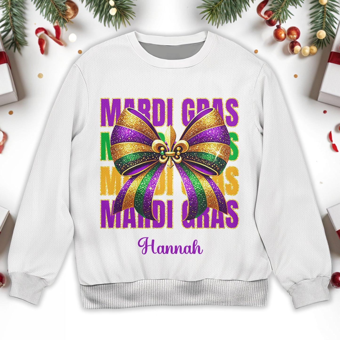 Celebrate Mardi Gras With Festive Bow Sweatshirt