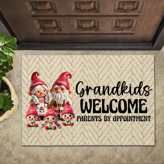 Decoración de gnomos para nietos con cita previa - Felpudo personalizado - FAM267_DRM