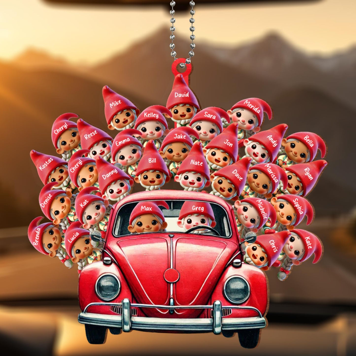 Customizable Red Cap Faces Car Ornament