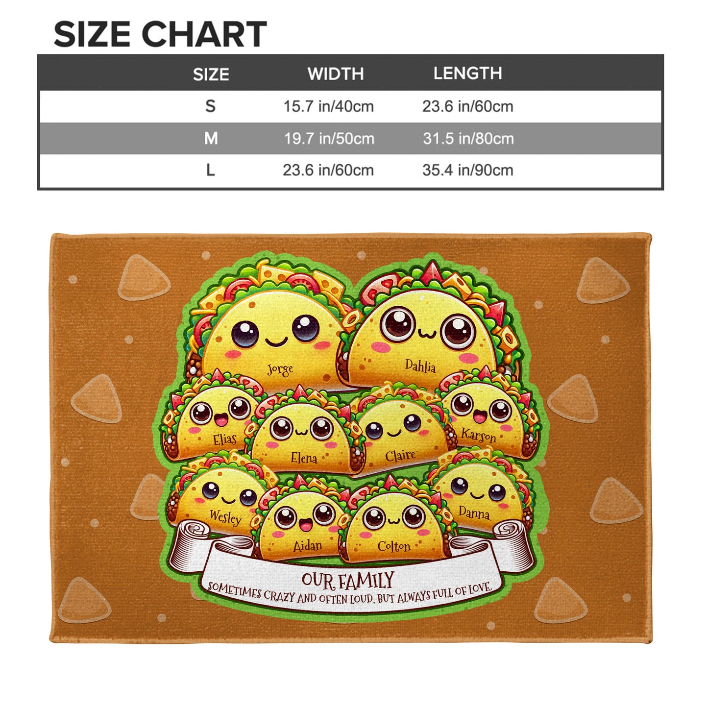 Our Family Crazy Loud Full Of Love Taco Doormat - Personalized Custom Doormat - FAM283_DRM