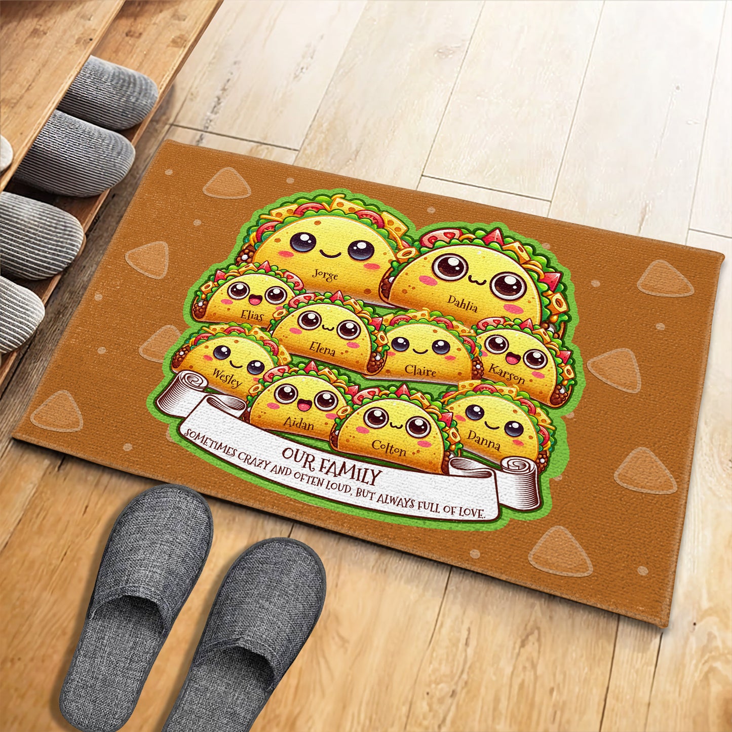 Our Family Crazy Loud Full Of Love Taco Doormat - Personalized Custom Doormat - FAM283_DRM