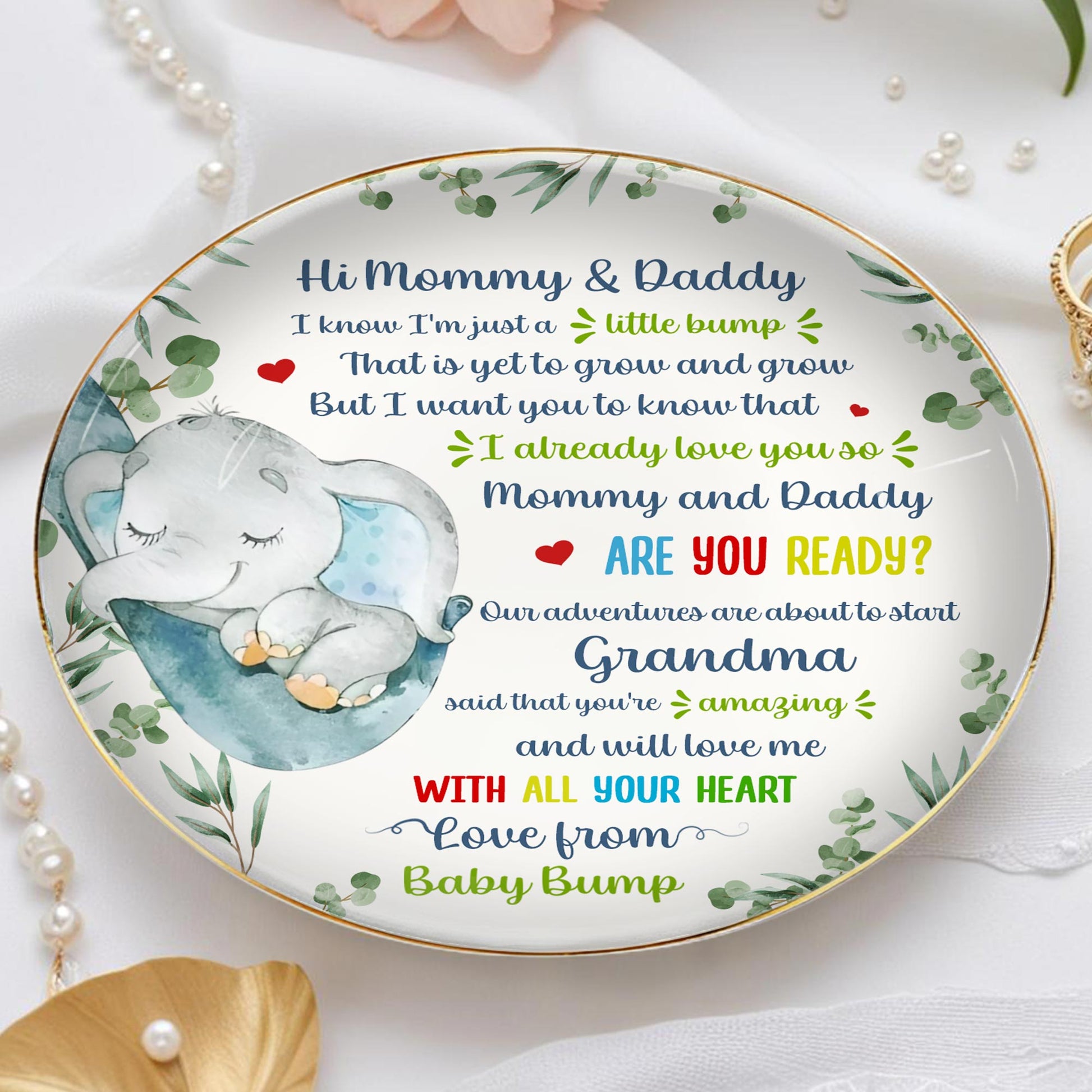 Hi Mommy & Daddy, I Know I'm Just A Little Bump, Elephant and Hearts