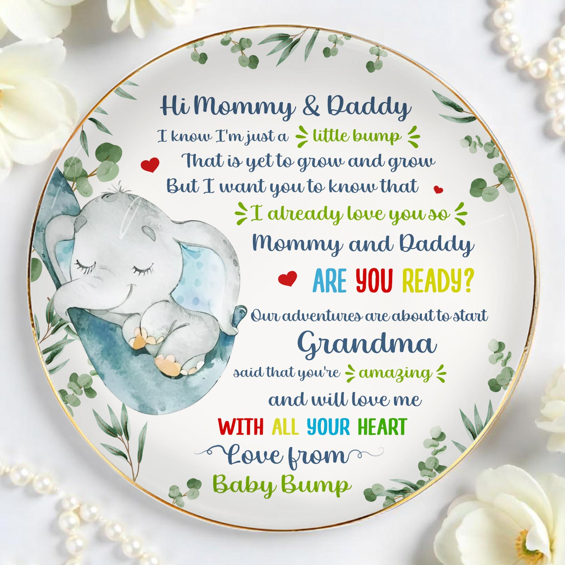 Hi Mommy & Daddy, I Know I'm Just A Little Bump, Elephant and Hearts