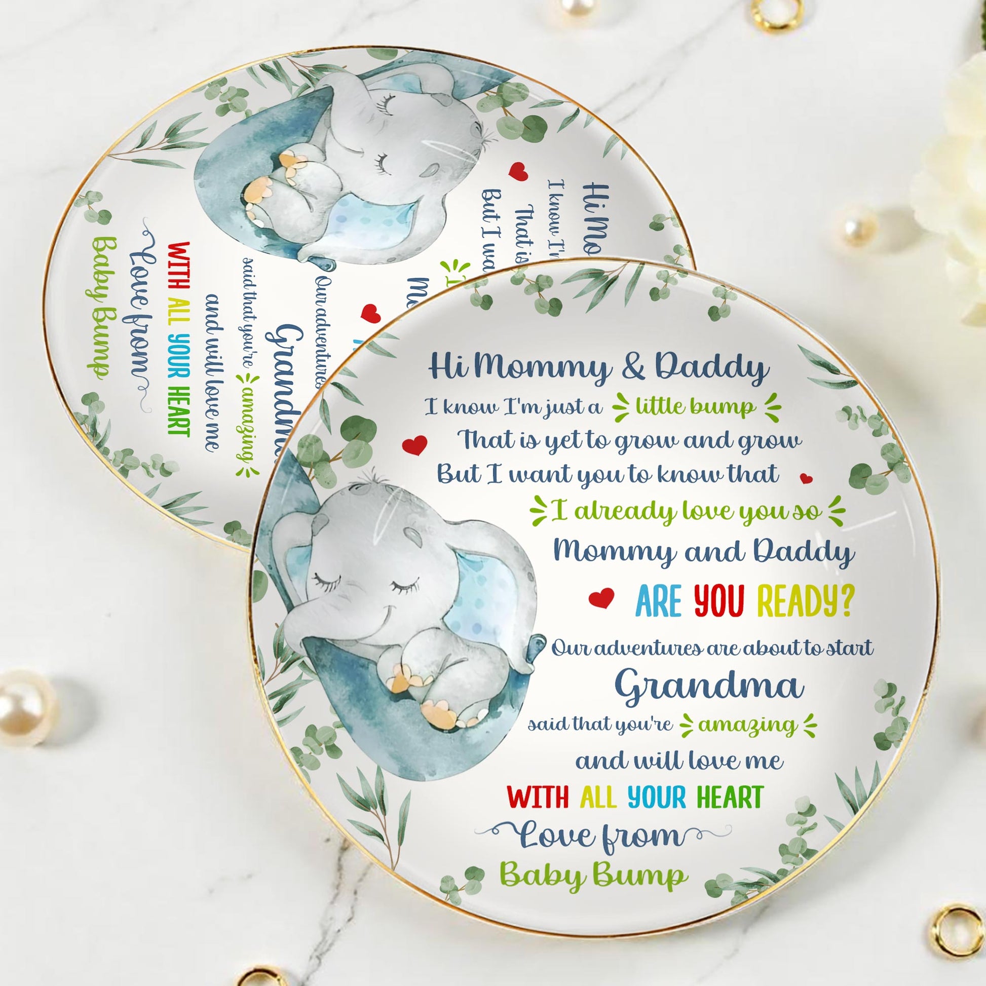 Hi Mommy & Daddy, I Know I'm Just A Little Bump, Elephant and Hearts