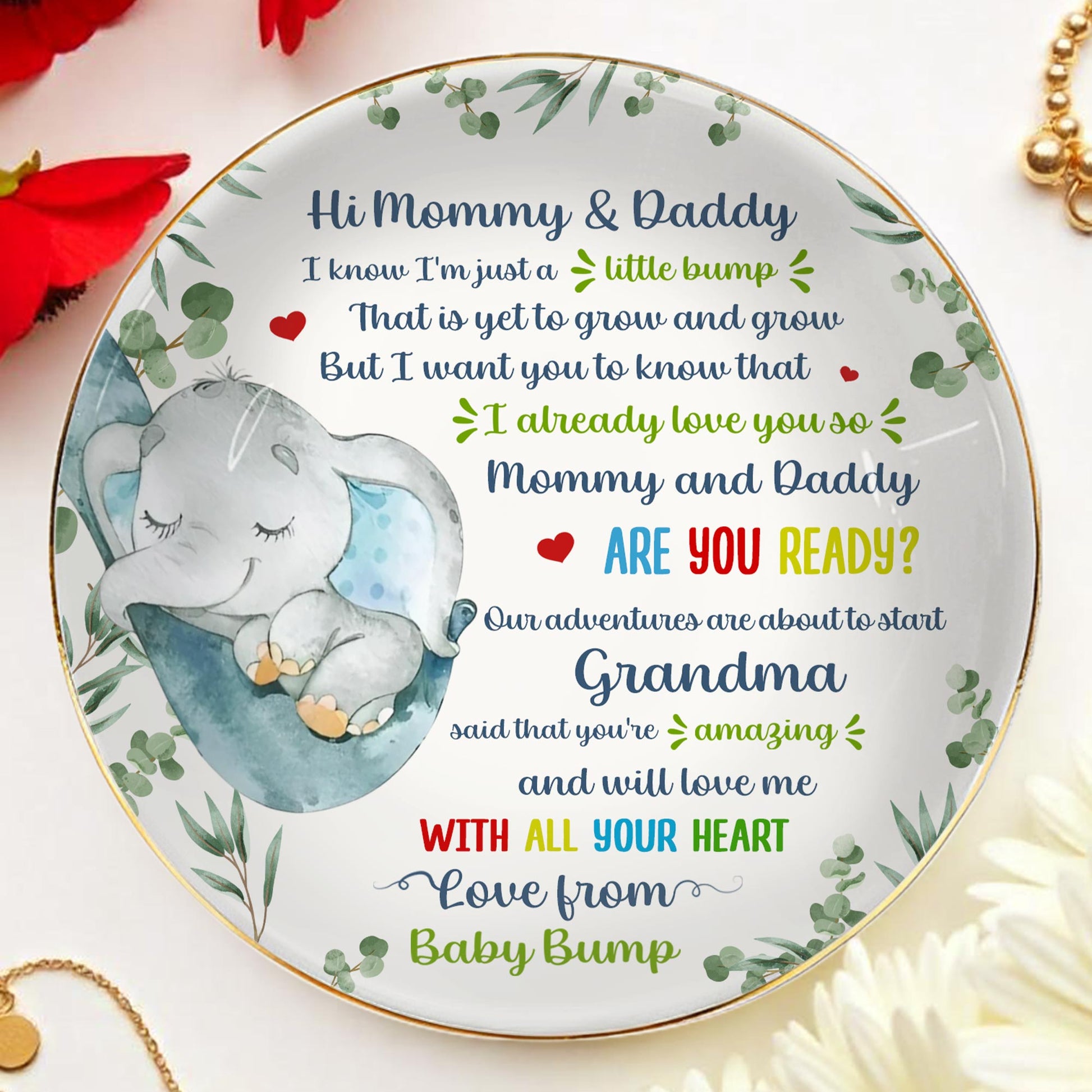 Hi Mommy & Daddy, I Know I'm Just A Little Bump, Elephant and Hearts