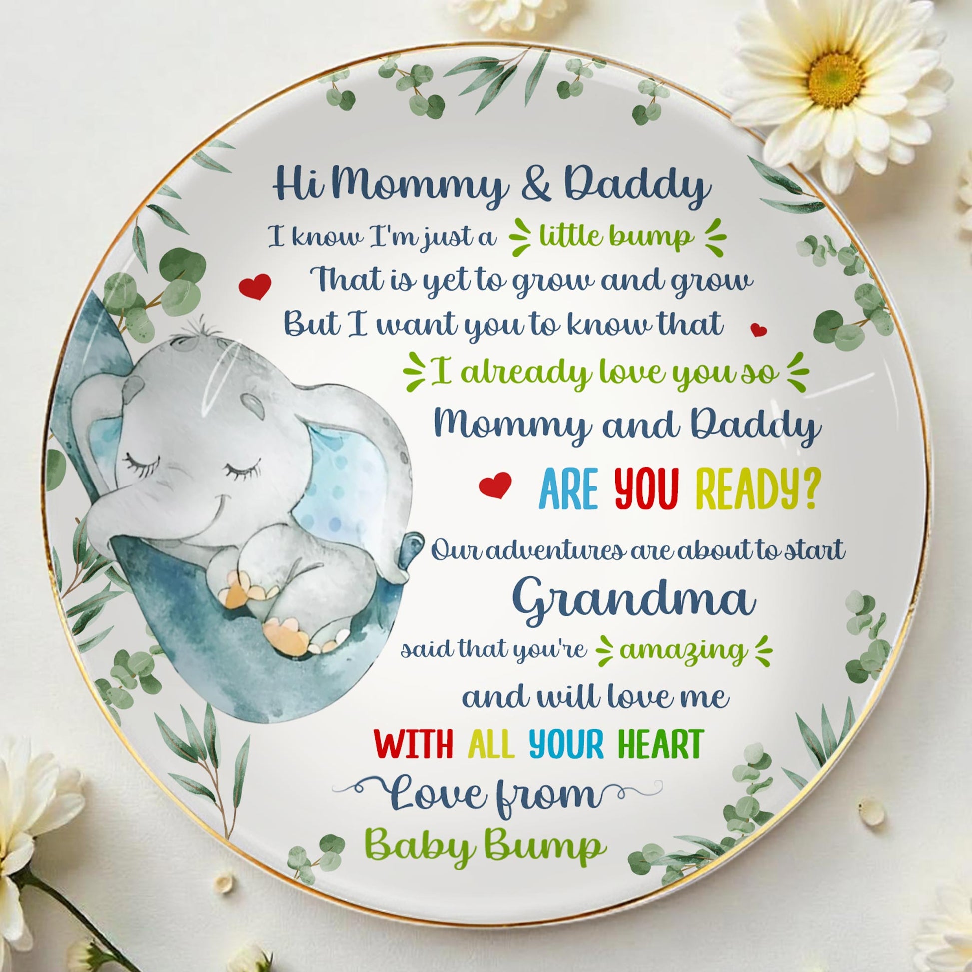 Hi Mommy & Daddy, I Know I'm Just A Little Bump, Elephant and Hearts