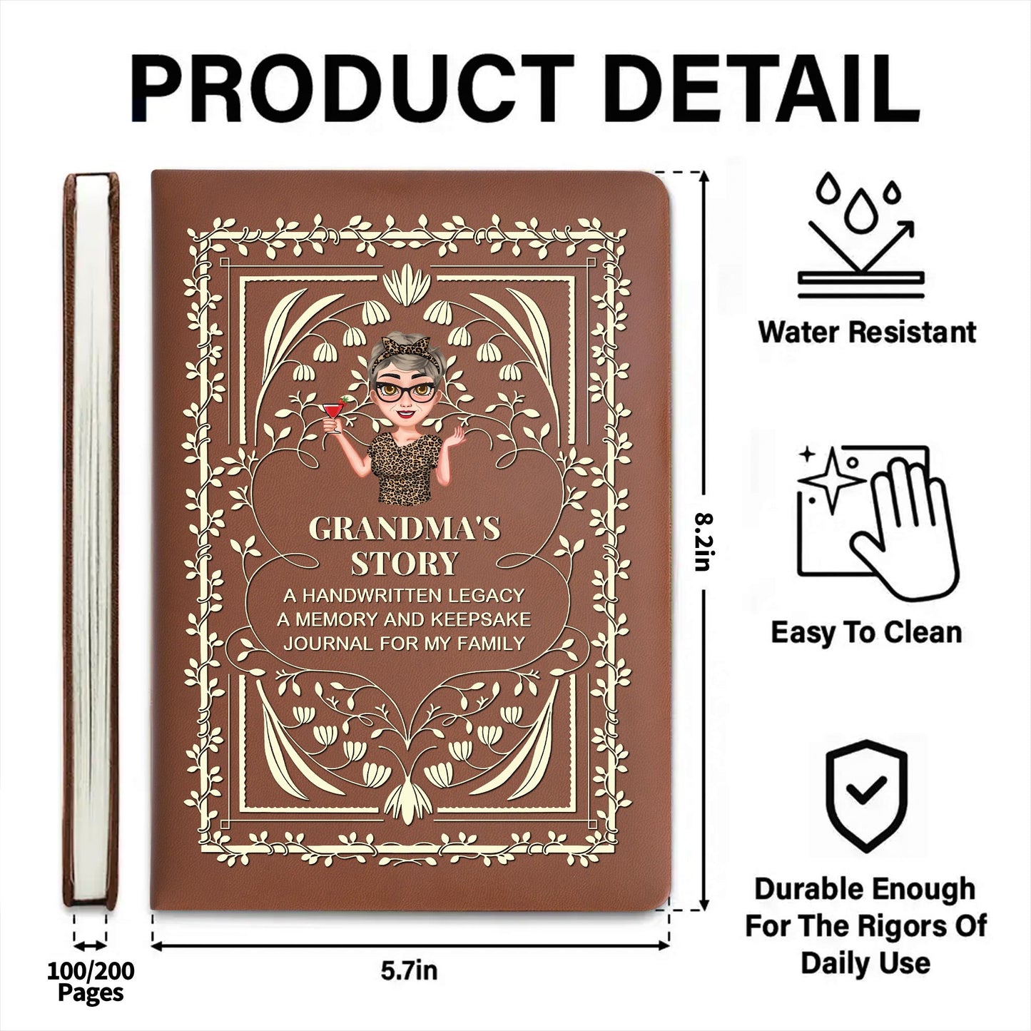 Grandma's Story Keepsake Family Journal With Floral Patterns