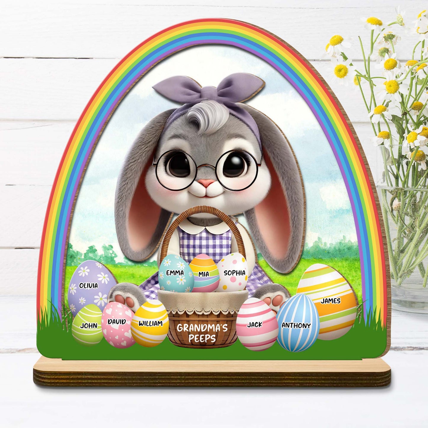 Grandma's Peeps With Bunny And Rainbow Eggs