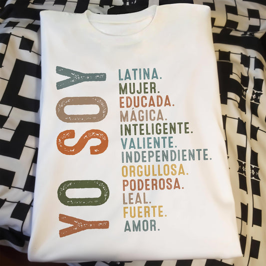 Latina. Mujer. Educada. Mágica. Inteligente. Valiente. Tee with Empowering Words
