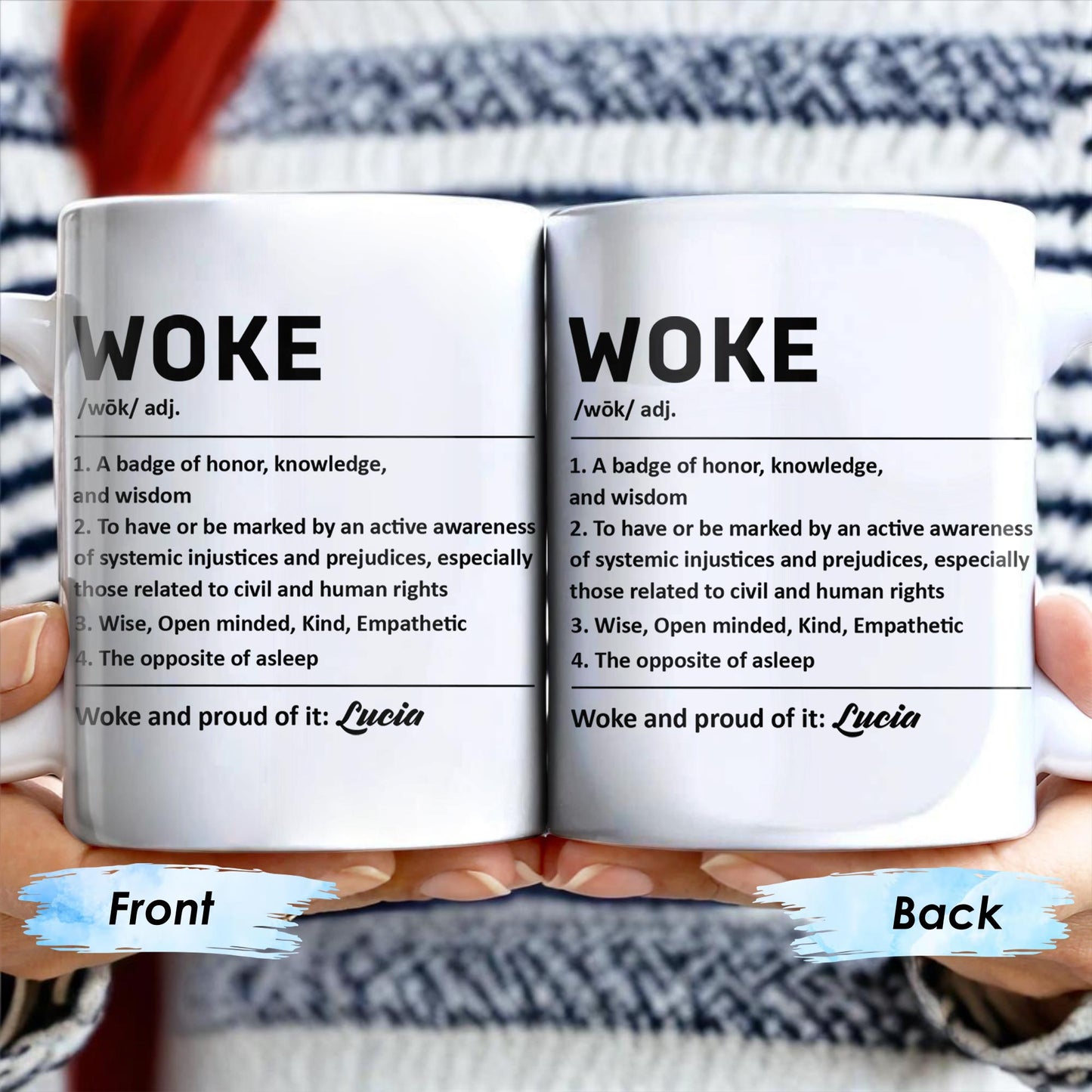 Woke Definition Mug With Active Awareness of Injustices