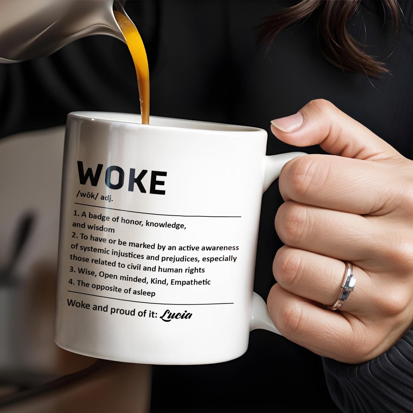 Woke Definition Mug With Active Awareness of Injustices