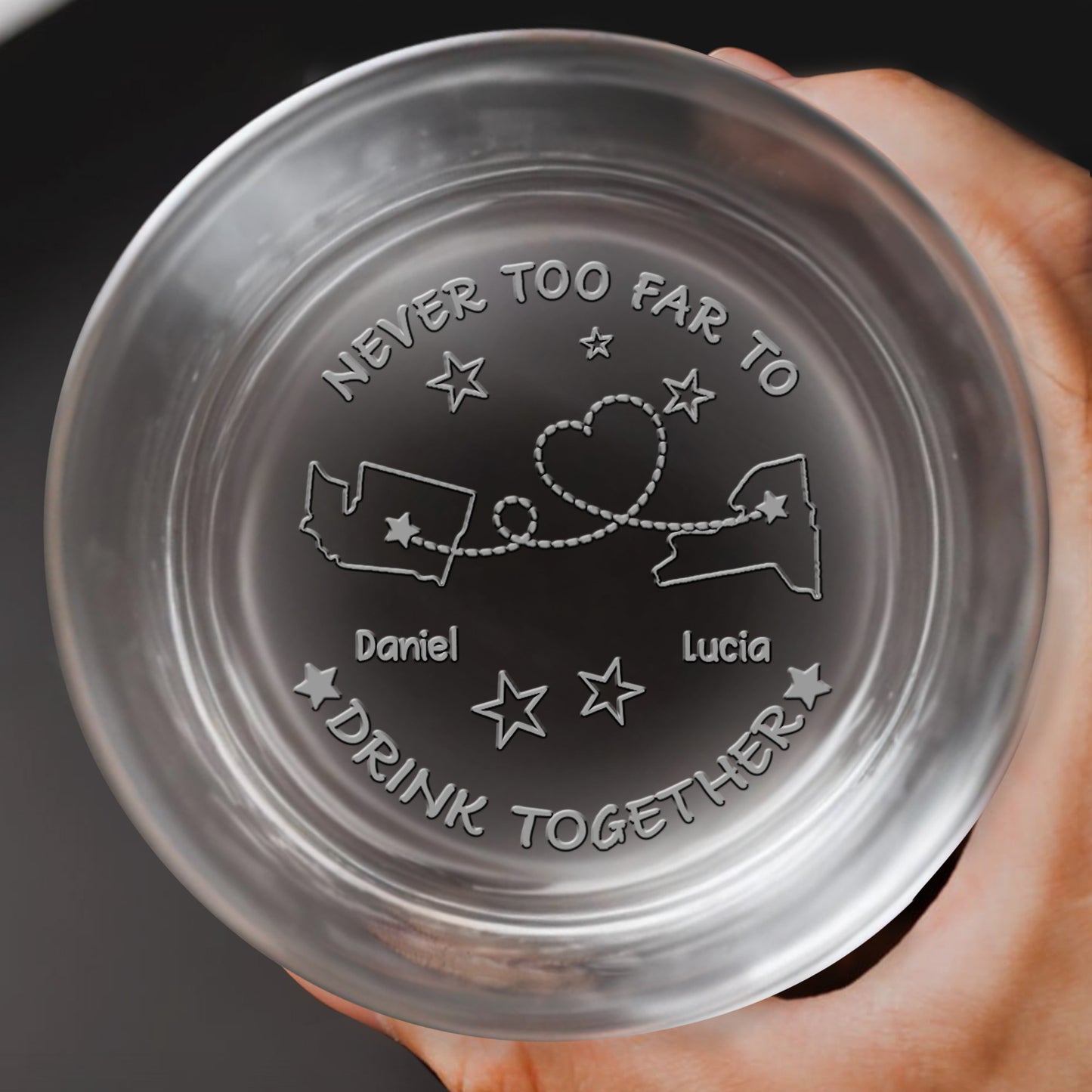 Never Too Far To Drink Together, States, Heart, Connecting Line, Stars