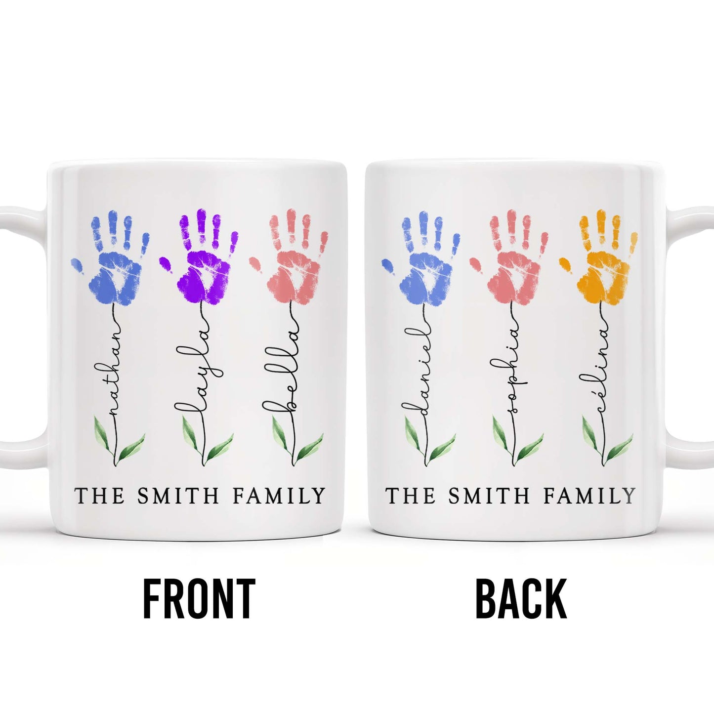 The Smith Family, Handprints and Leaves - Personalized Custom Coffee Mug - FAM310_MG