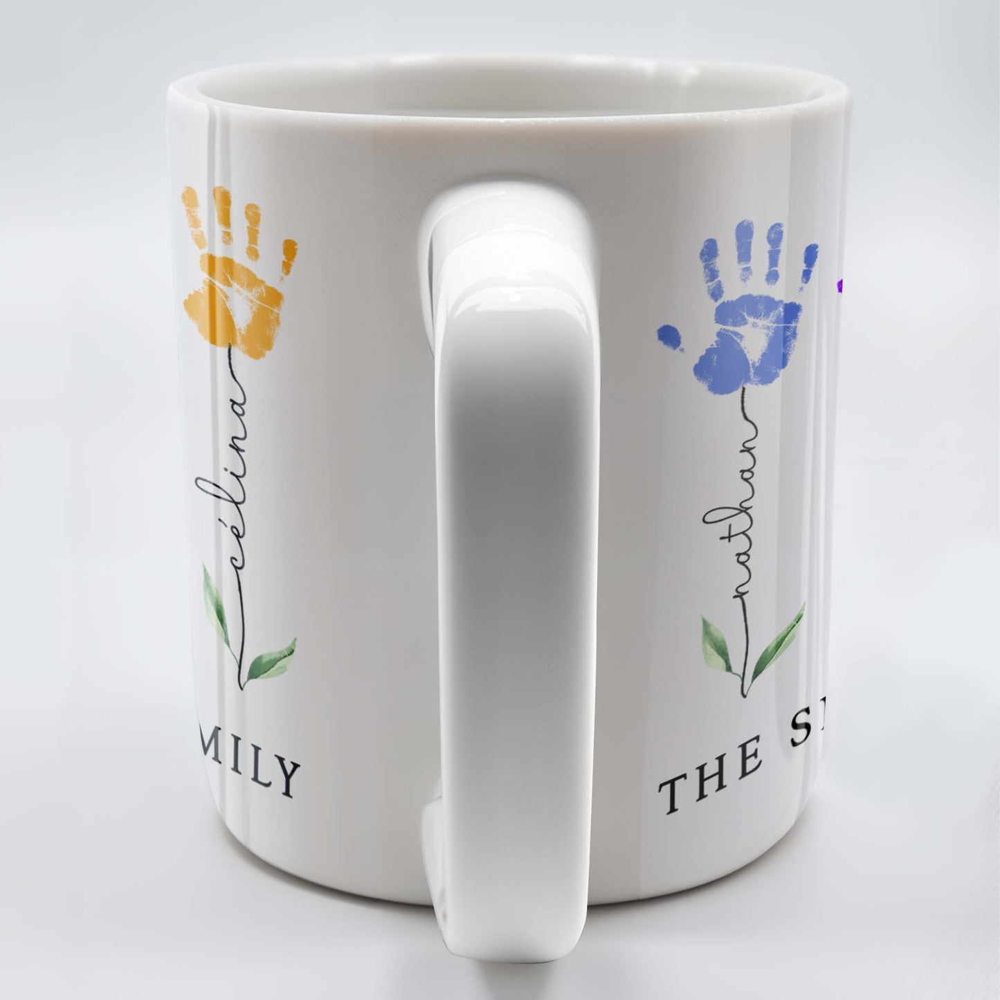 The Smith Family, Handprints and Leaves - Personalized Custom Coffee Mug - FAM310_MG