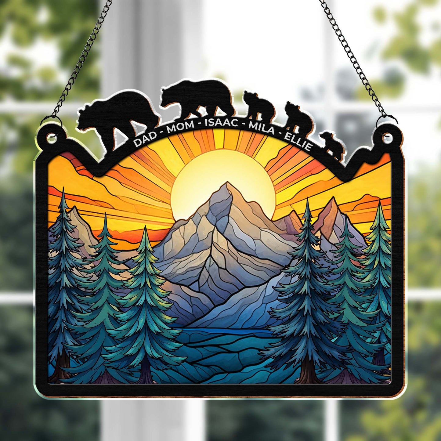 Embrace The Beauty Of Nature With This Vibrant Mountain And Forest Scene - Personalized Custom Suncatcher - FAM312_CSUN