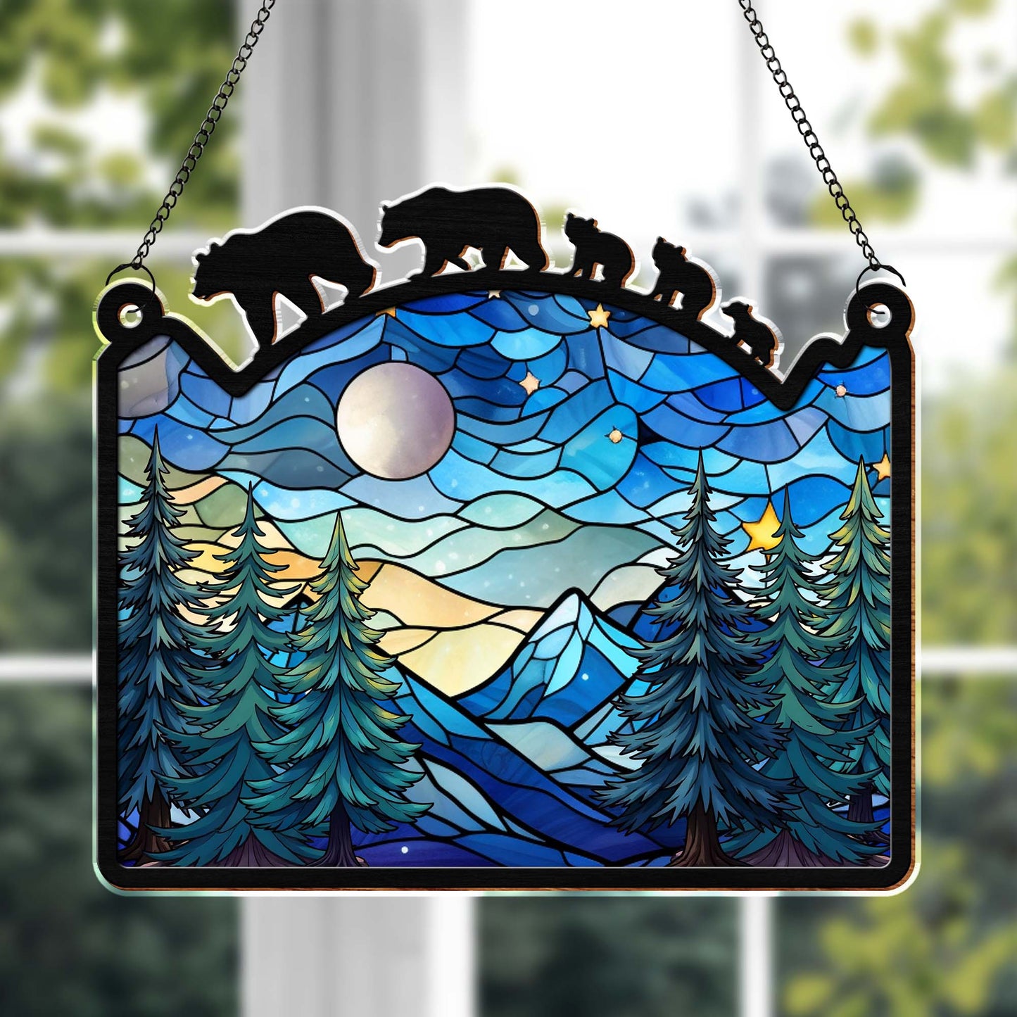 Embrace The Beauty Of Nature With This Vibrant Mountain And Forest Scene - Personalized Custom Suncatcher - FAM312_CSUN