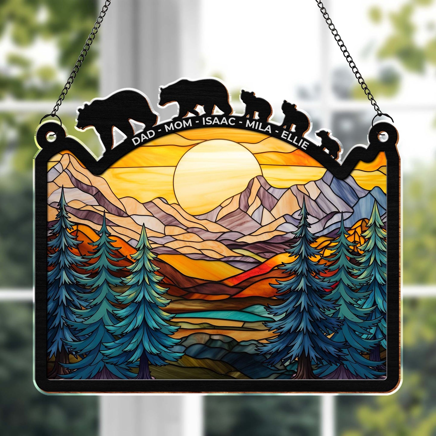 Embrace The Beauty Of Nature With This Vibrant Mountain And Forest Scene - Personalized Custom Suncatcher - FAM312_CSUN