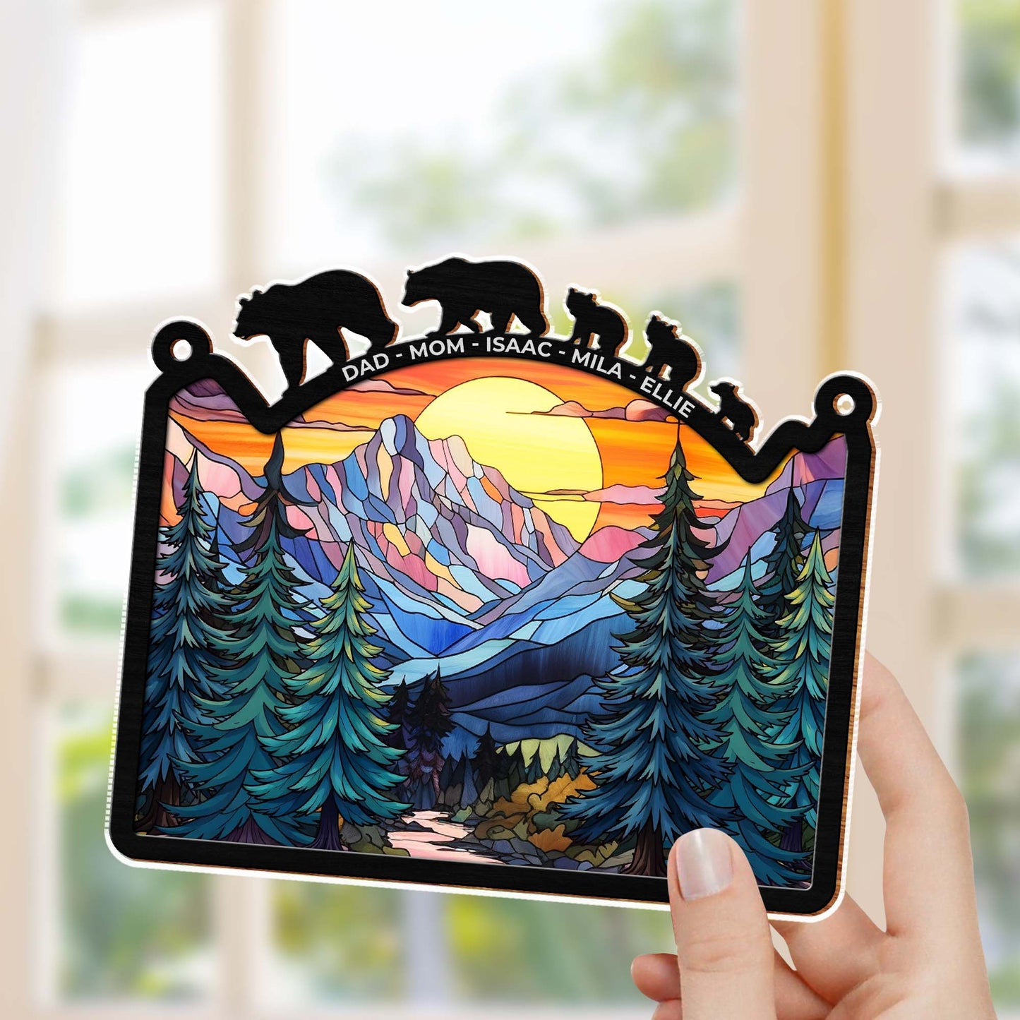Embrace The Beauty Of Nature With This Vibrant Mountain And Forest Scene - Personalized Custom Suncatcher - FAM312_CSUN
