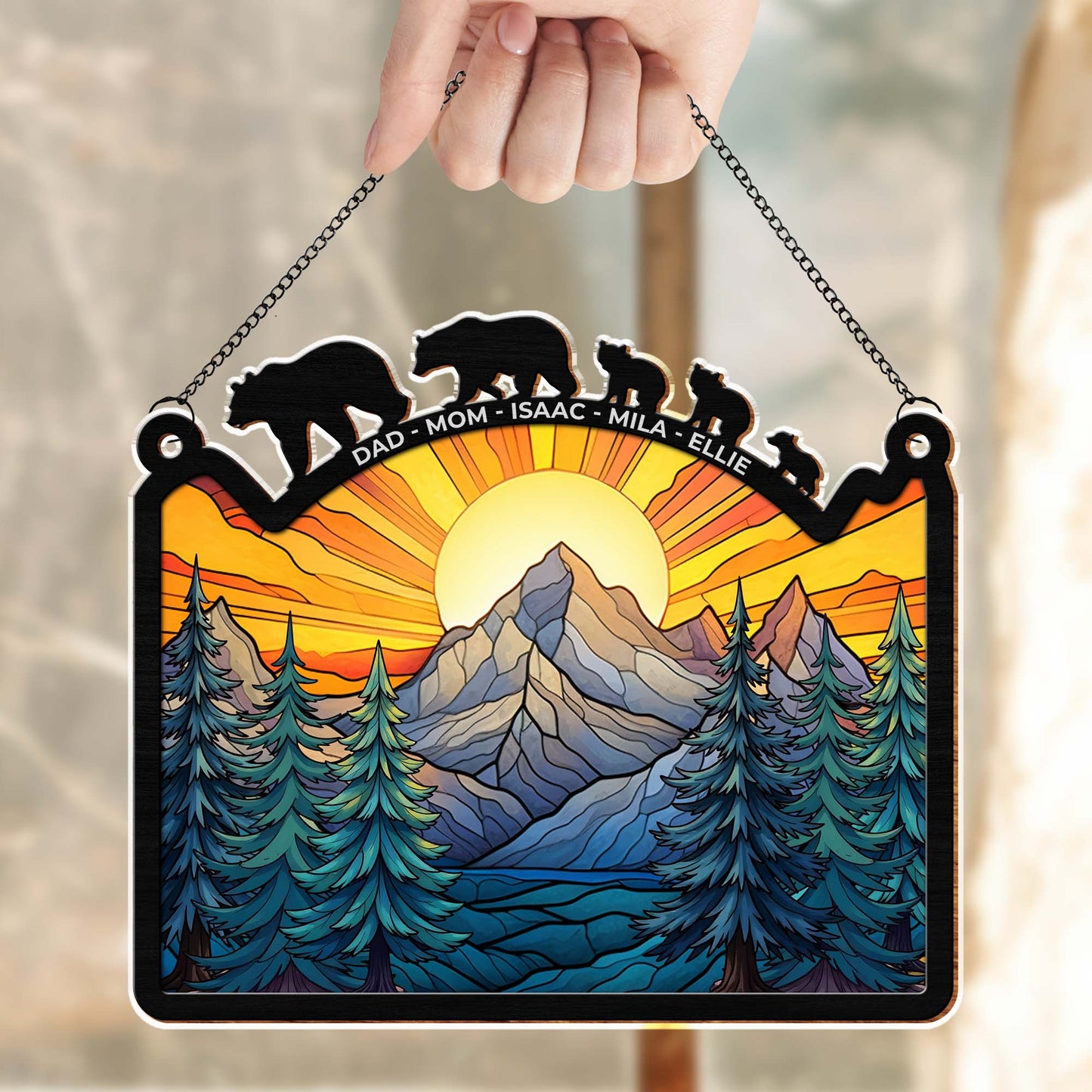 Embrace The Beauty Of Nature With This Vibrant Mountain And Forest Scene - Personalized Custom Suncatcher - FAM312_CSUN
