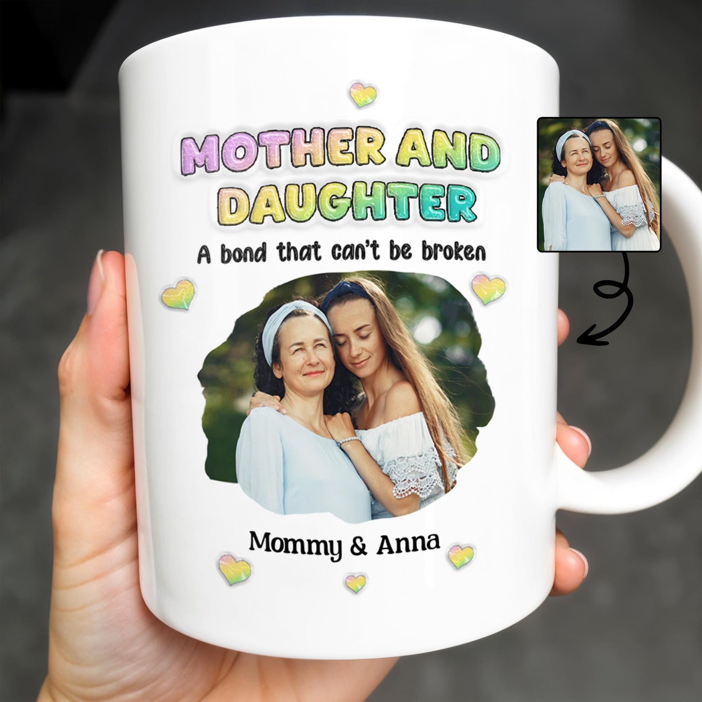 Mother And Daughter, A Bond That Can't Be Broken, Hearts and Photo