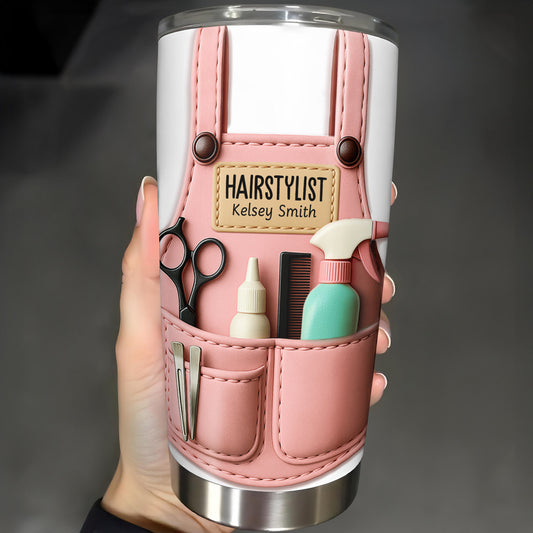 Personalized Tumbler For Hairstylists With Scissors And Hairbrush