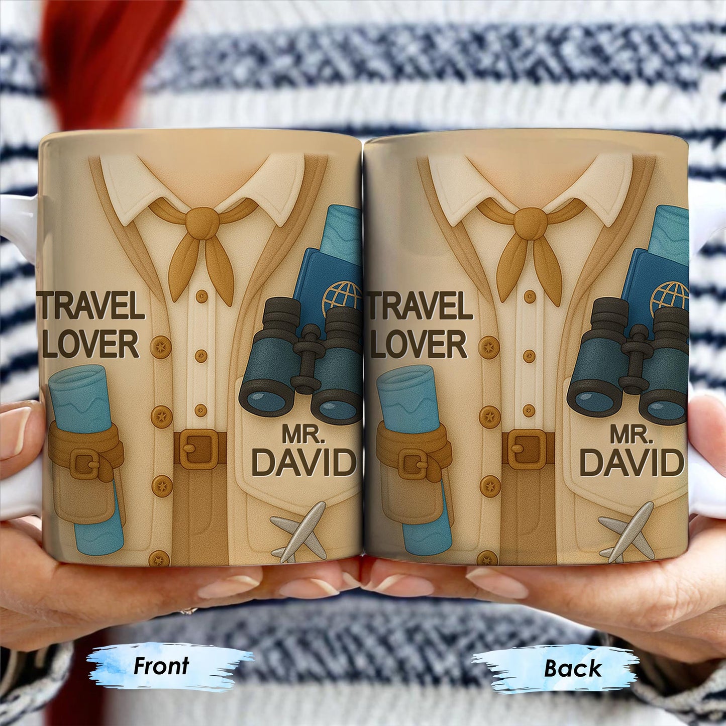 Travel Lover, Shirt, Tie, Binoculars, Map, Airplane
