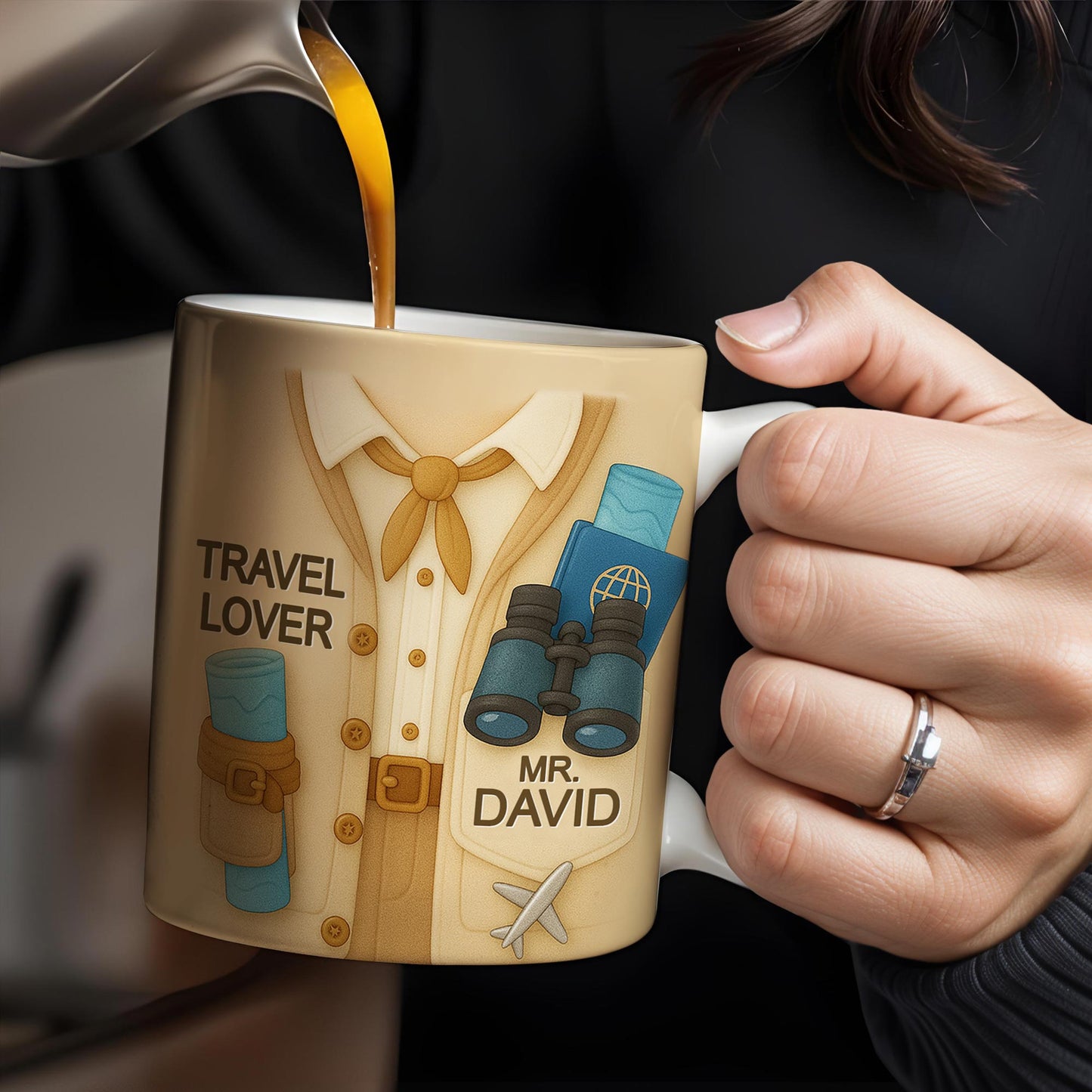 Travel Lover, Shirt, Tie, Binoculars, Map, Airplane