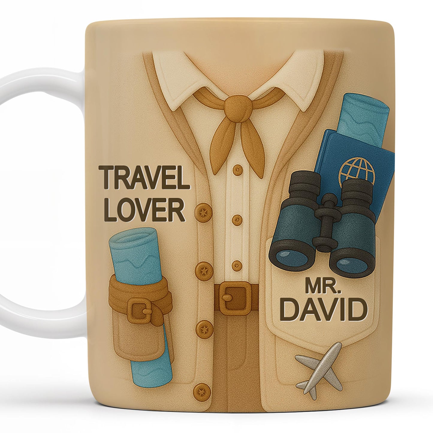 Travel Lover, Shirt, Tie, Binoculars, Map, Airplane