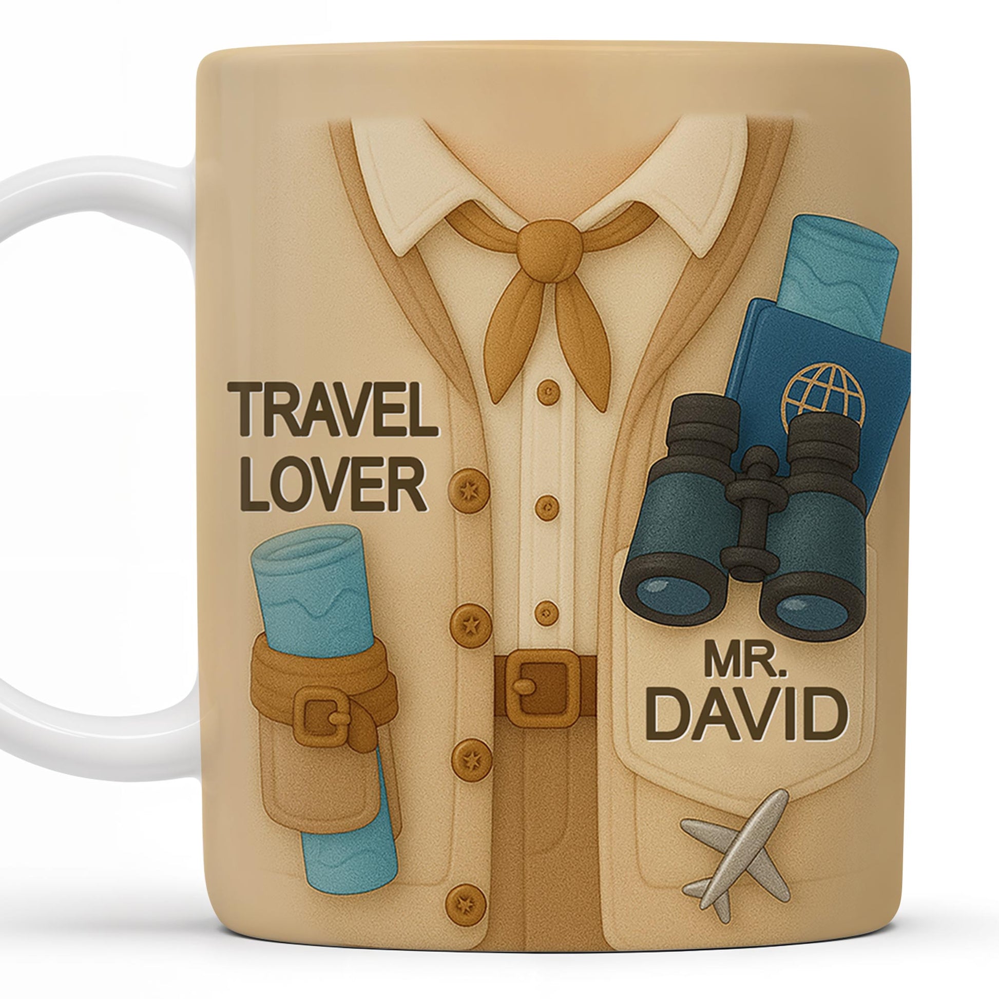 Travel Lover, Shirt, Tie, Binoculars, Map, Airplane