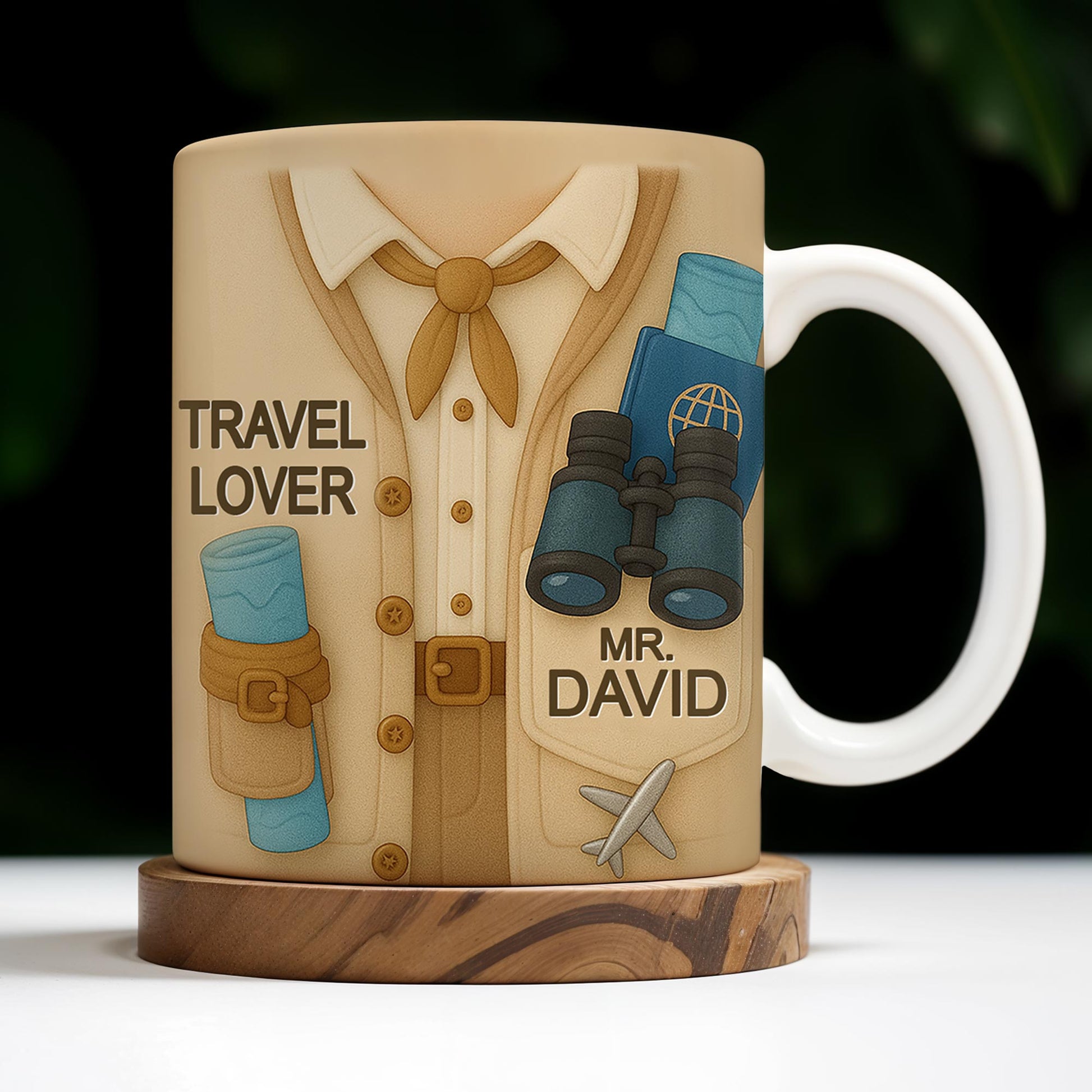 Travel Lover, Shirt, Tie, Binoculars, Map, Airplane