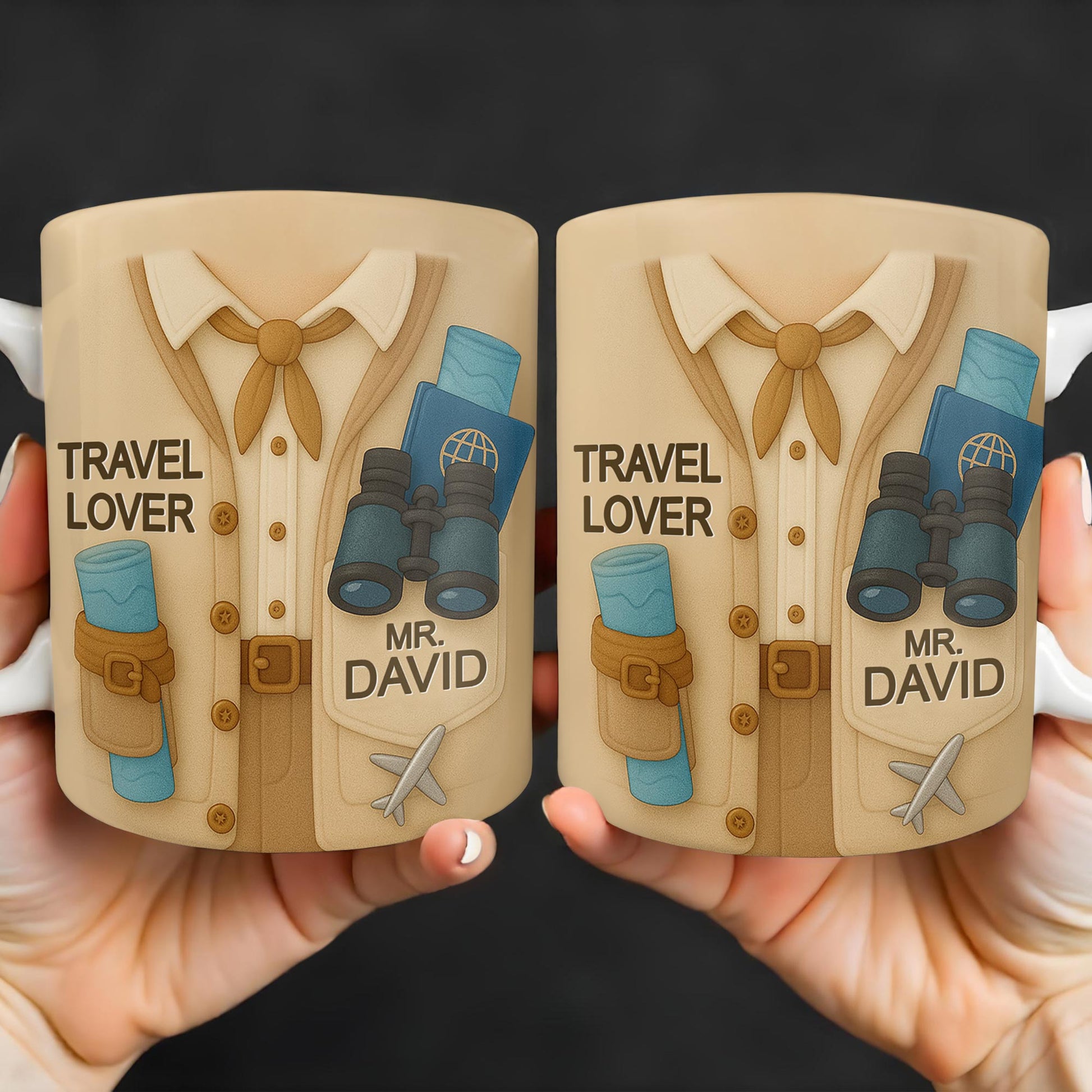 Travel Lover, Shirt, Tie, Binoculars, Map, Airplane