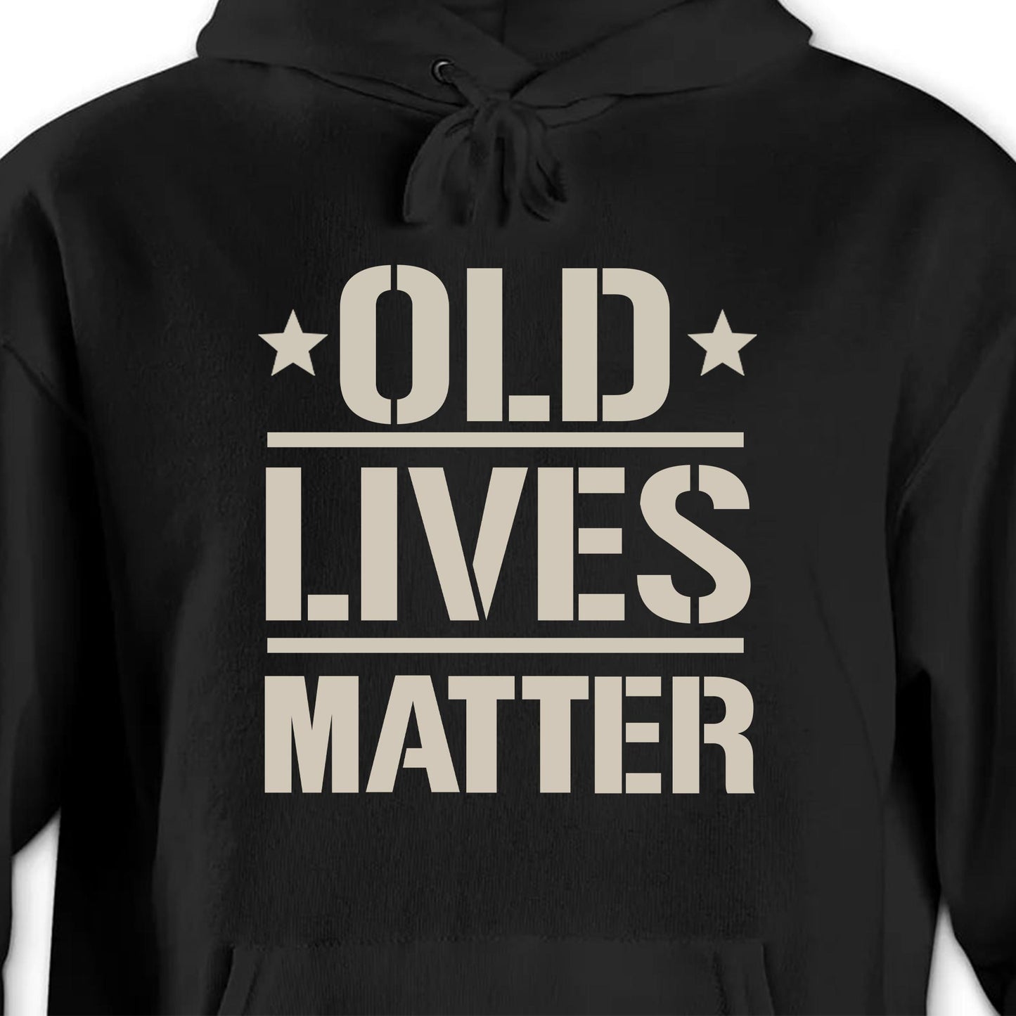 Old Lives Matter, Text and Stars Design