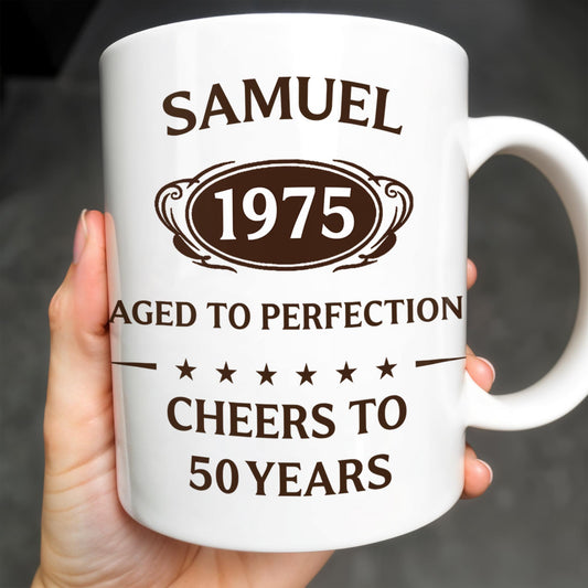 Aged To Perfection, Cheers To 50 Years, Stars and Text Banner