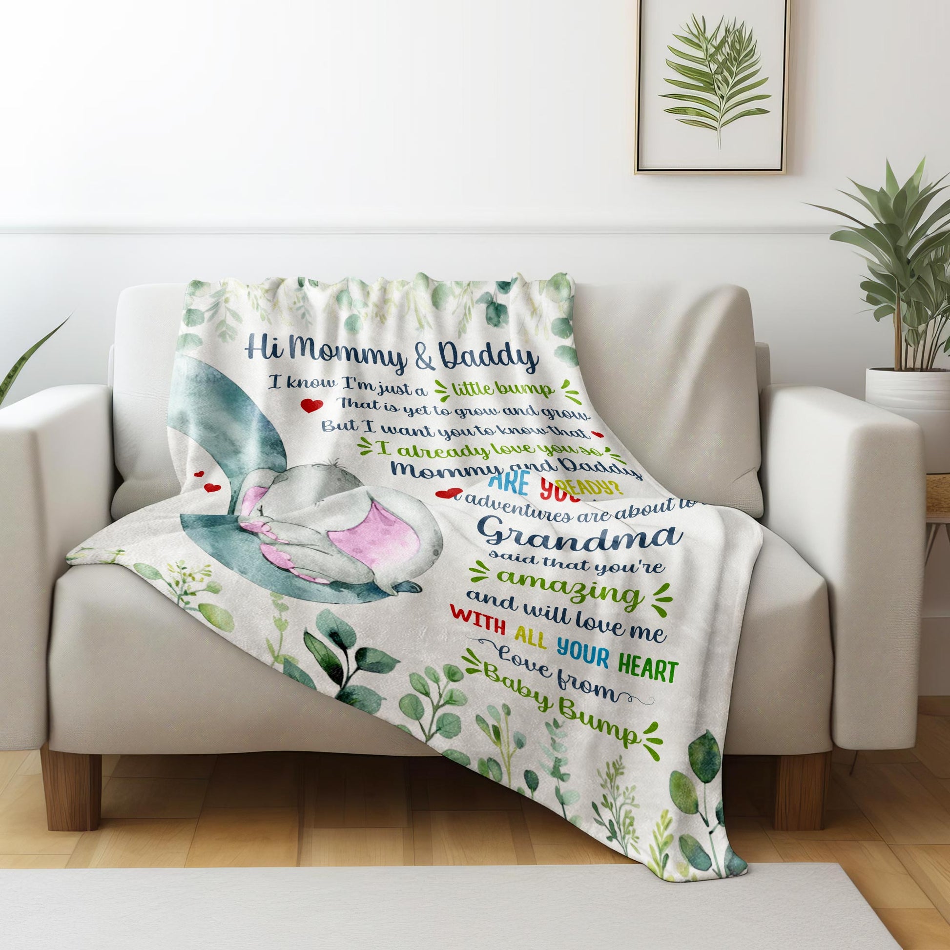 Hi Mommy & Daddy I Know I'm Just A Little Bump, Elephant And Hearts