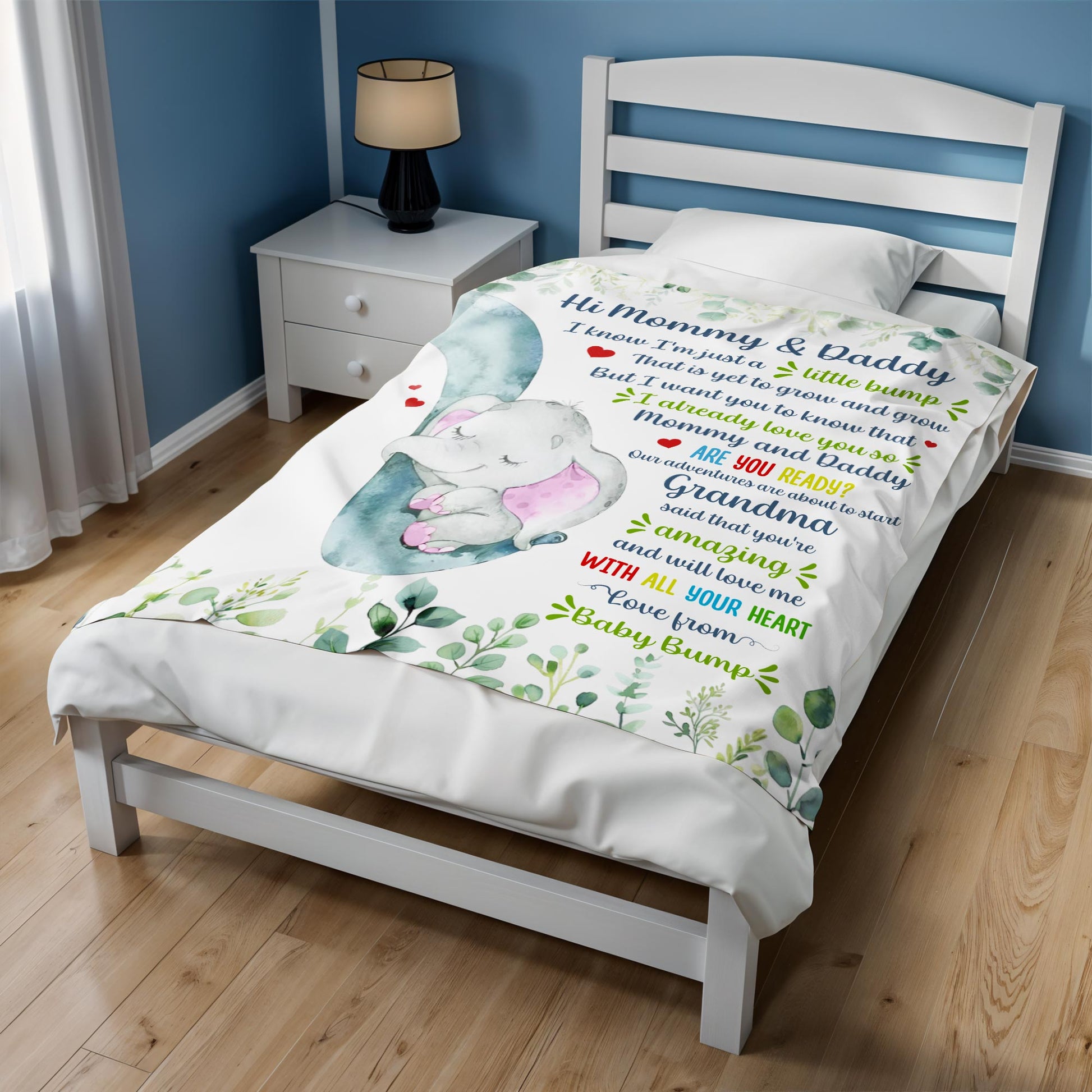 Hi Mommy & Daddy I Know I'm Just A Little Bump, Elephant And Hearts