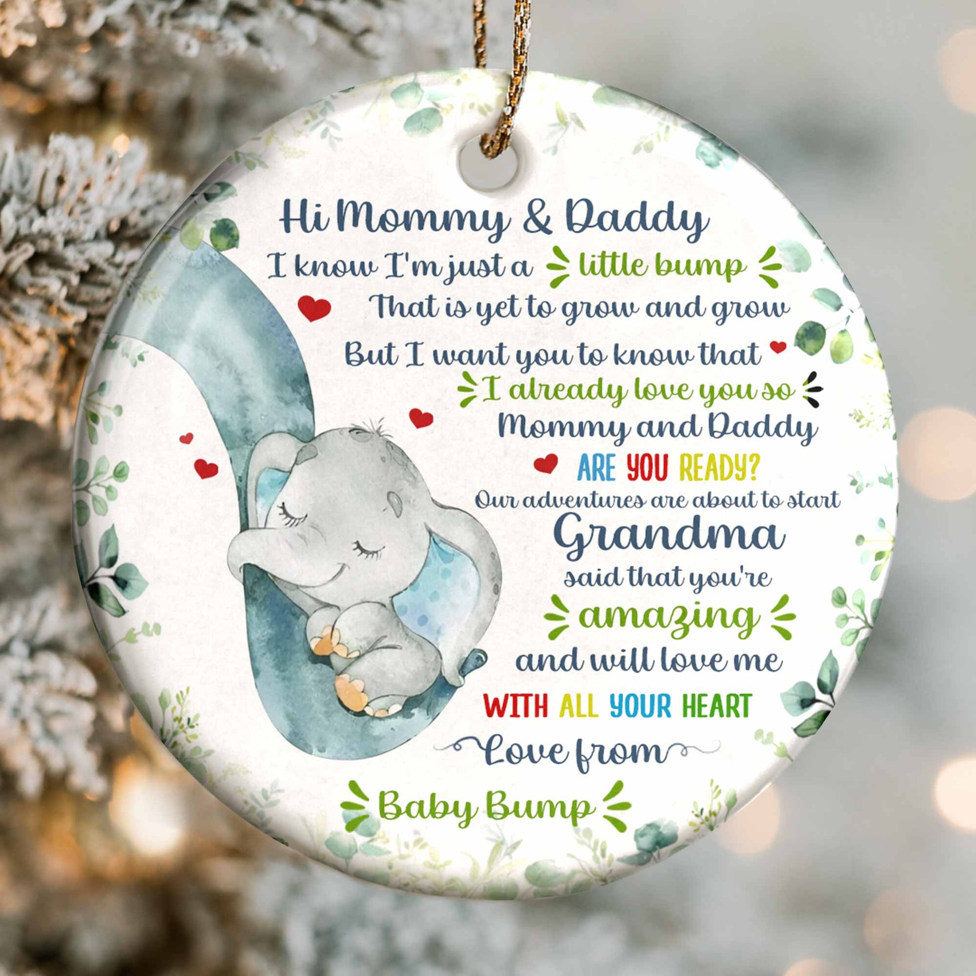 Hi Mommy & Daddy Love From Baby Bump With Elephant