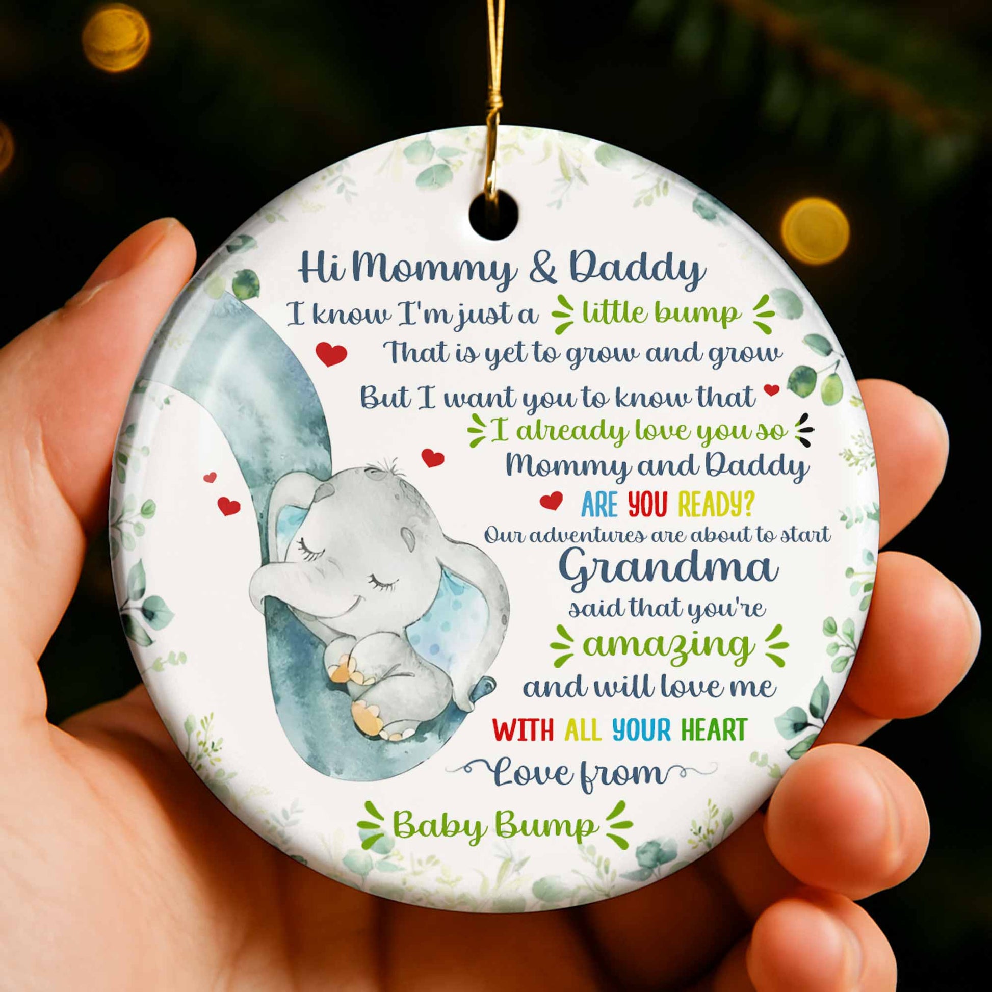 Hi Mommy & Daddy Love From Baby Bump With Elephant