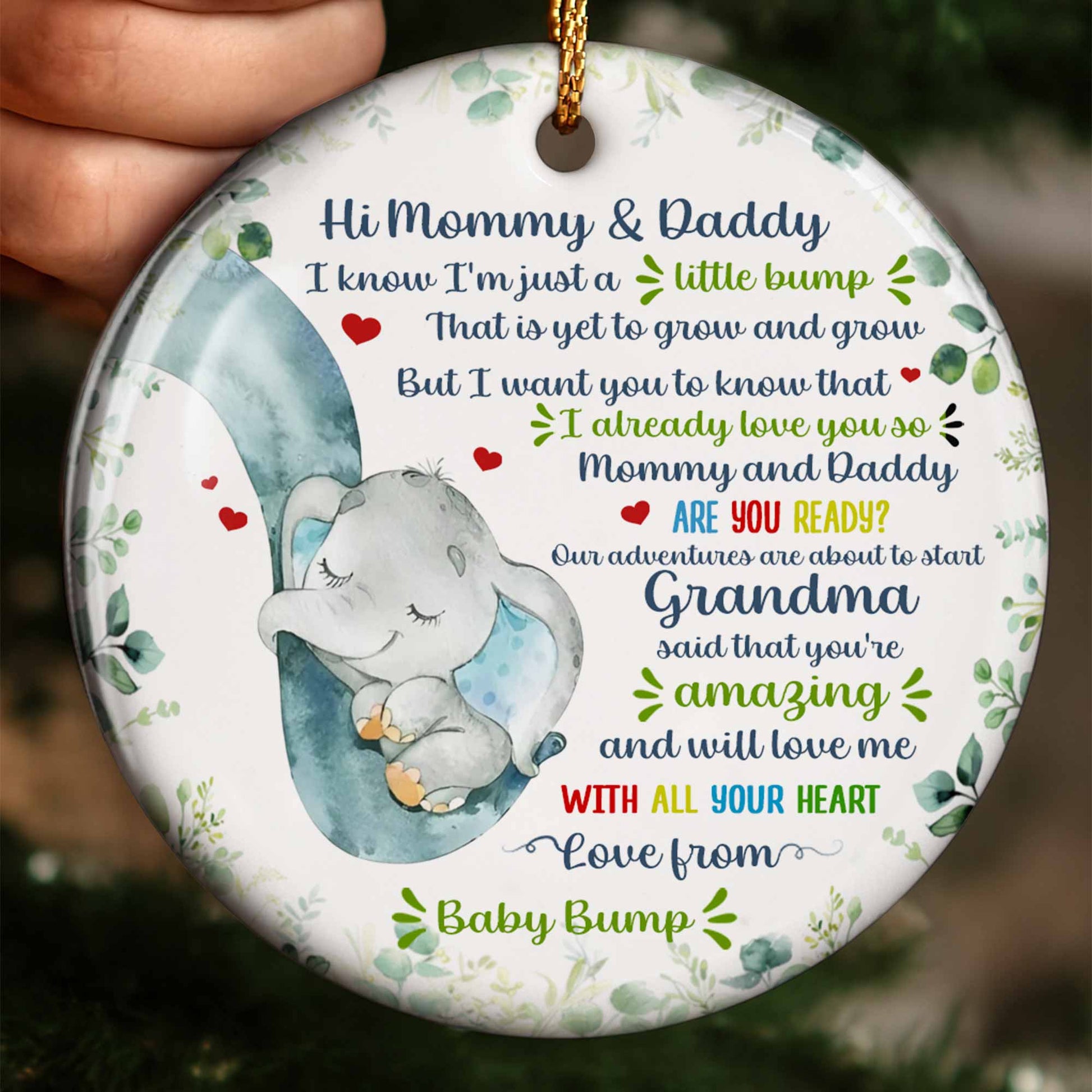 Hi Mommy & Daddy Love From Baby Bump With Elephant