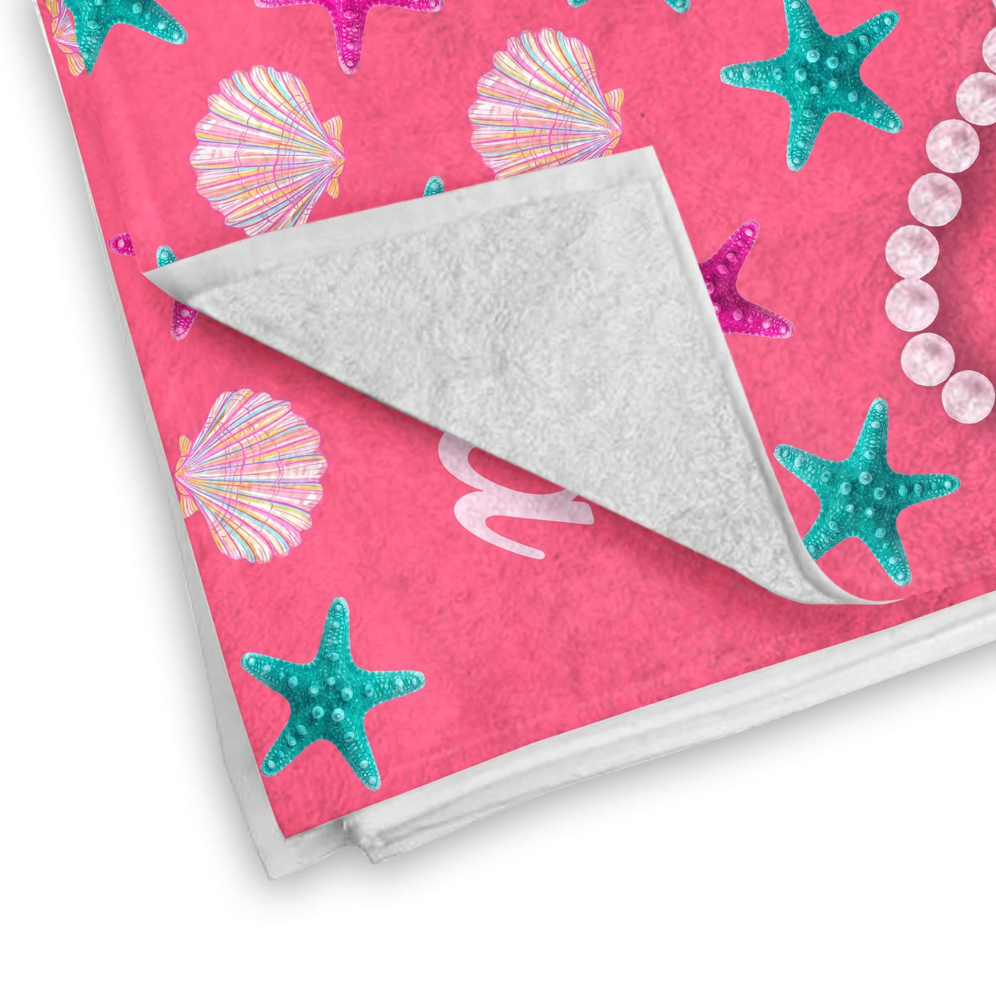 Personalized Beach Towel With Seashells And Starfish Design
