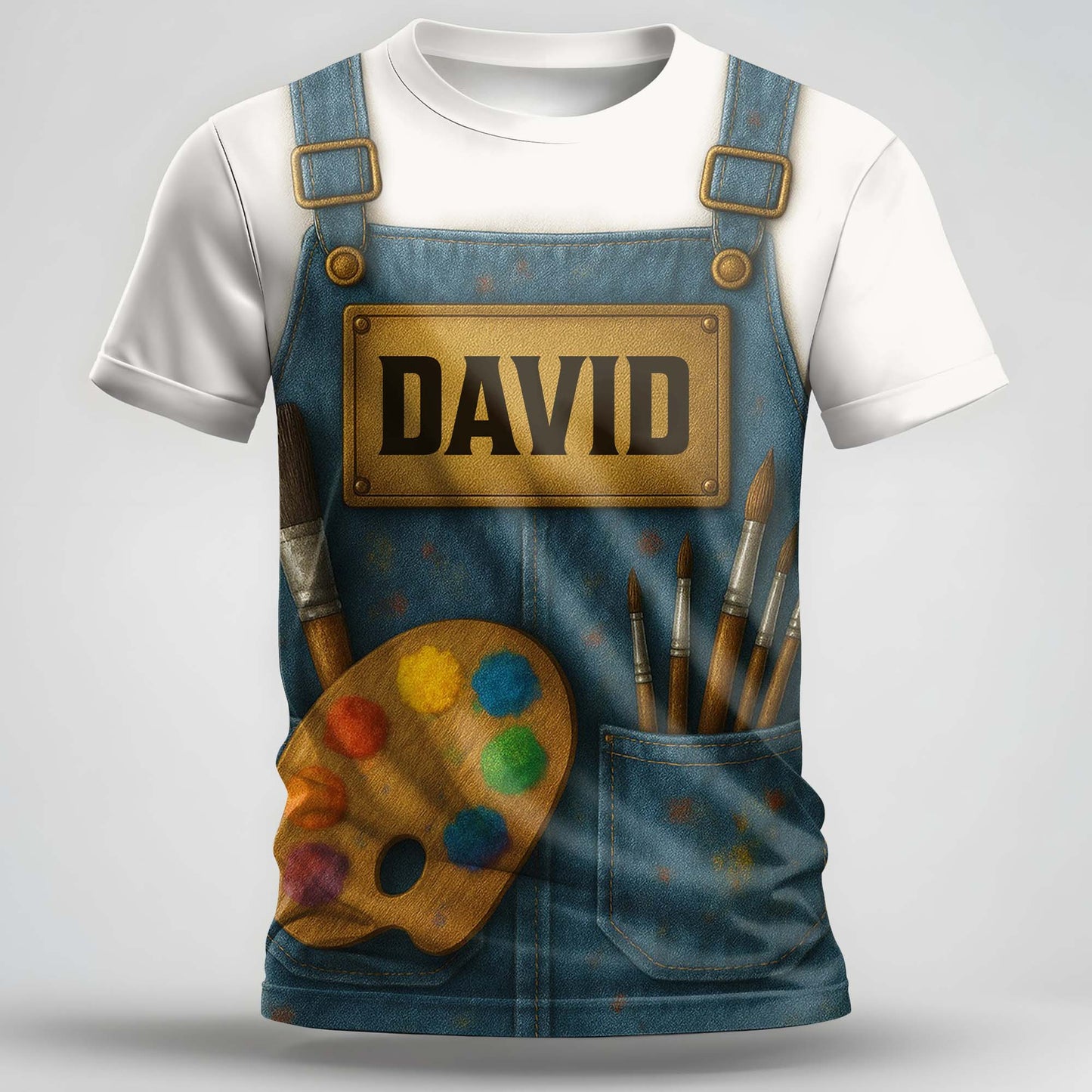 Create Your Personalized Artist T-Shirt With Custom Name, Paintbrush And Palette