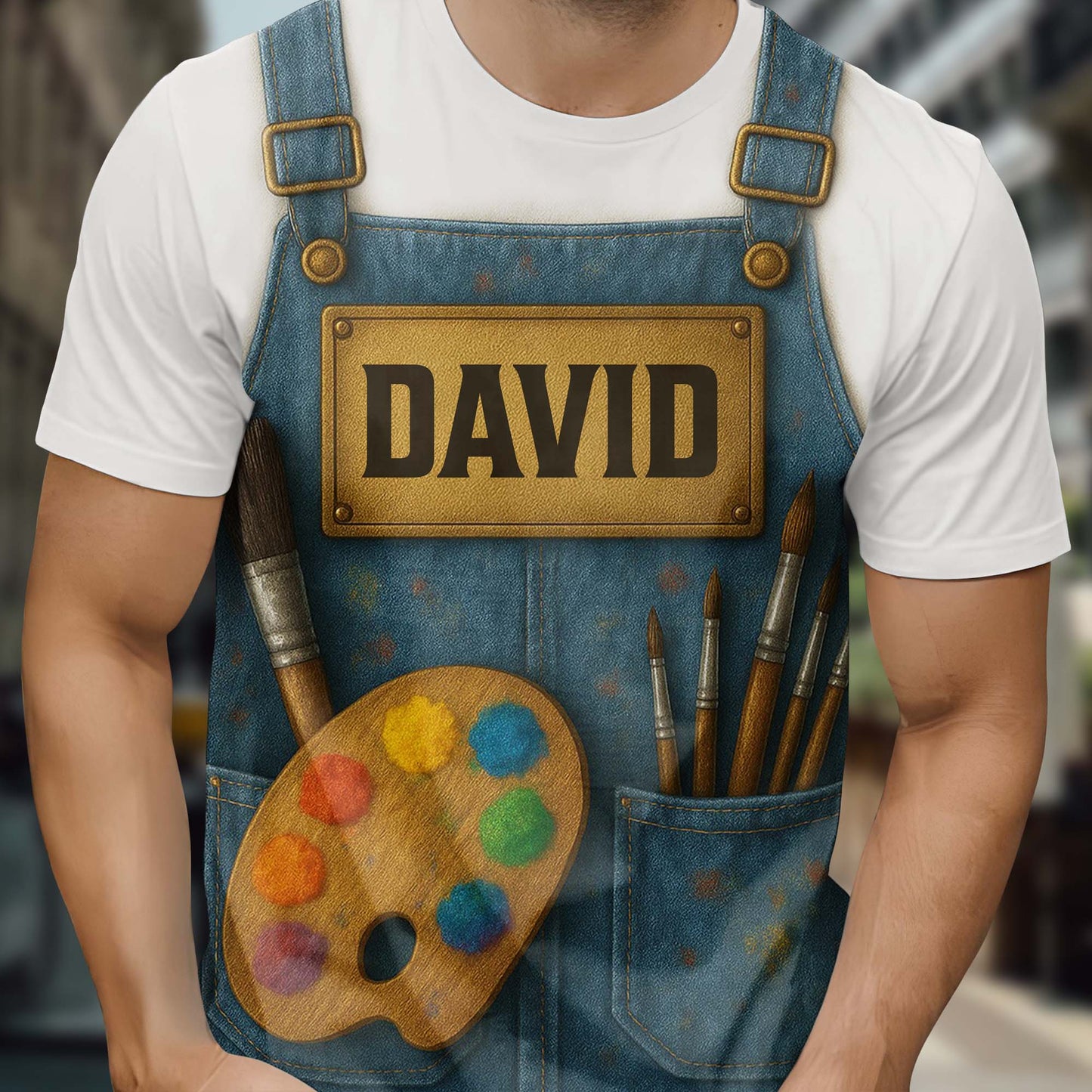 Create Your Personalized Artist T-Shirt With Custom Name, Paintbrush And Palette