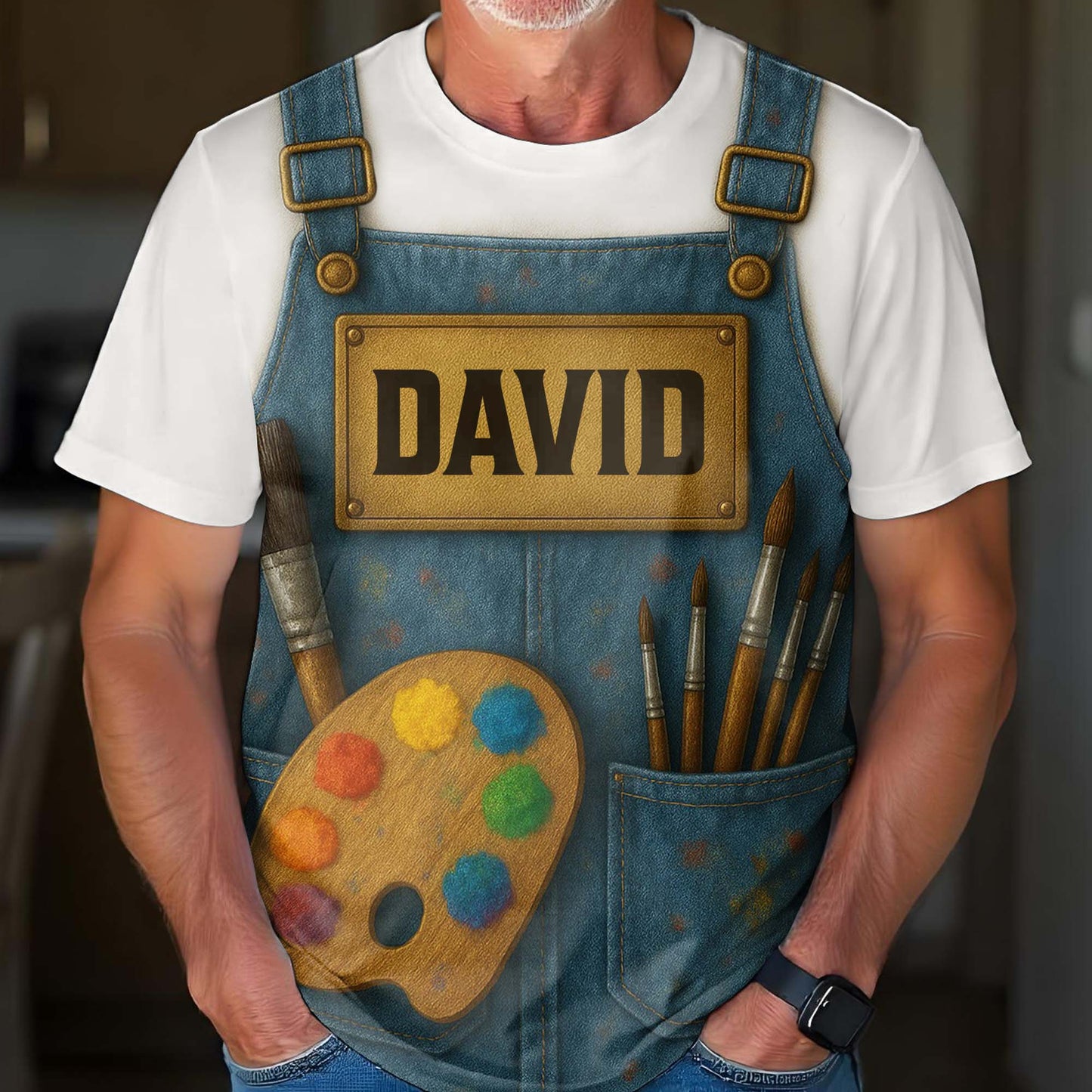 Create Your Personalized Artist T-Shirt With Custom Name, Paintbrush And Palette