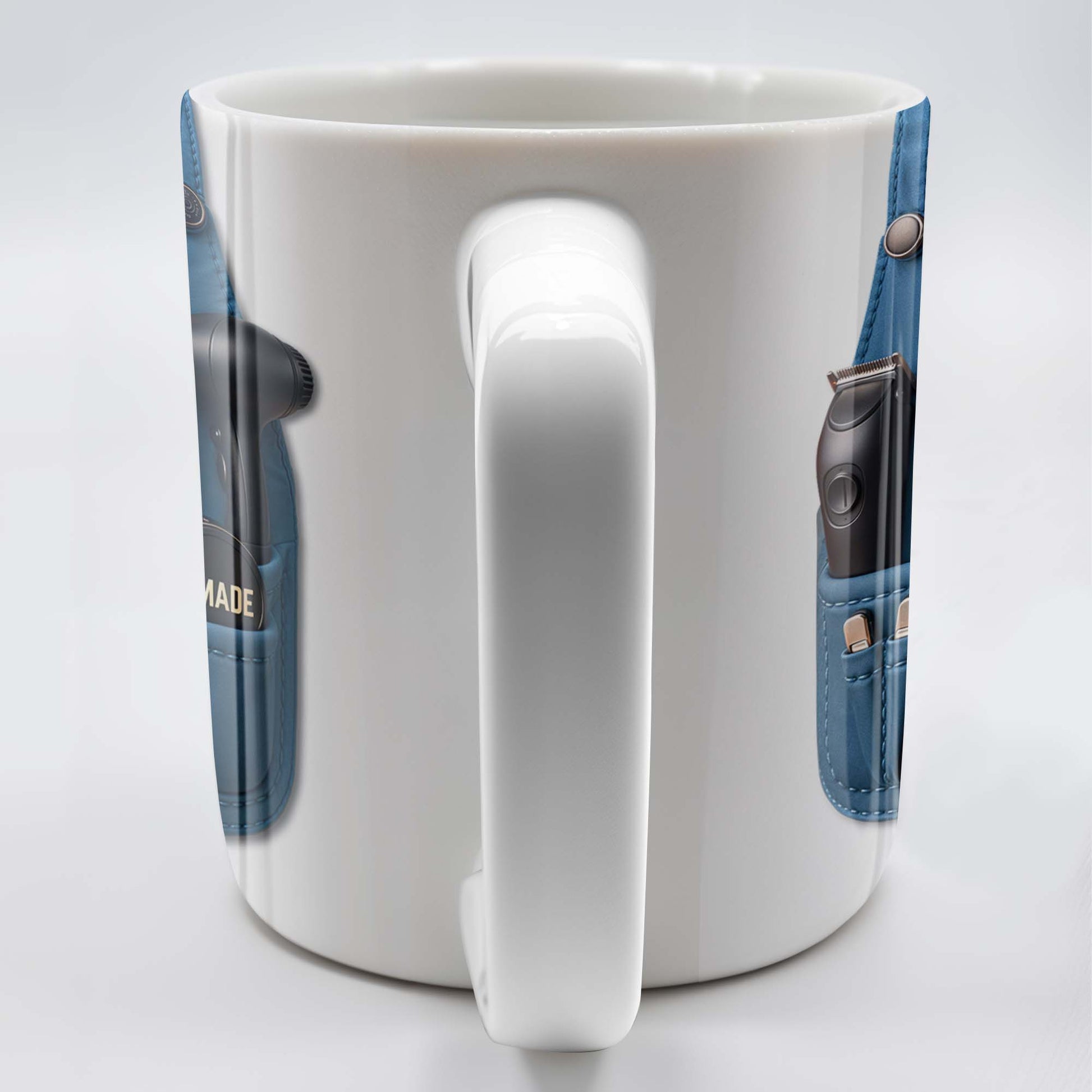 Gift A Unique Personalized Mug For Stylish Hairdressers, Hairstyling Tools And Barber's Apron