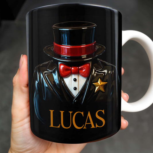 Elegant Black Tuxedo Mug Design, Top Hat And Bow Tie