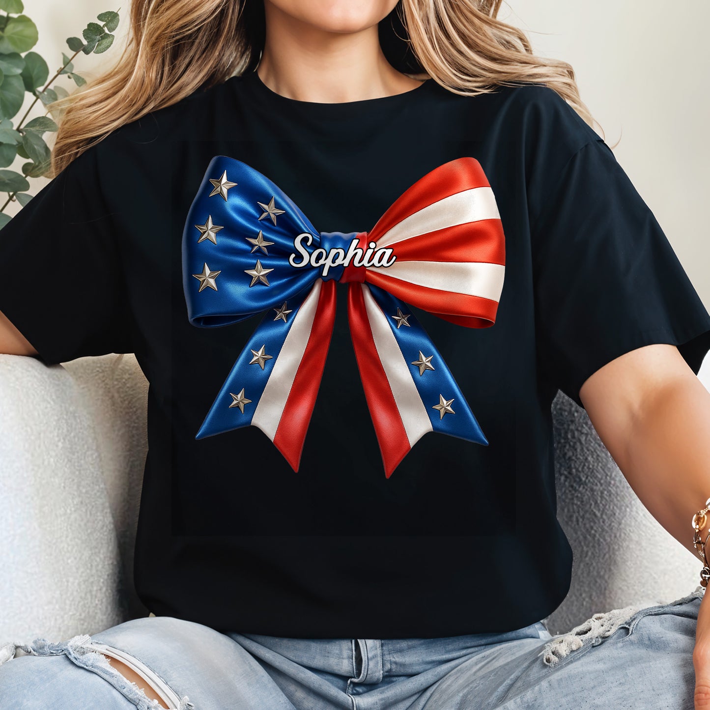 Show Your Patriotic Spirit, Customizable U.S. Flag Bow Design