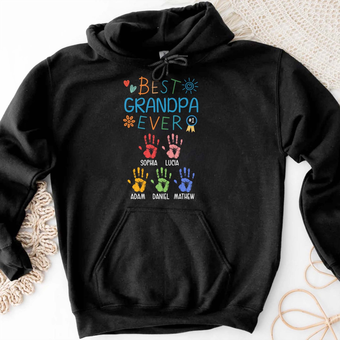 Best Grandpa Ever With Colorful Handprints