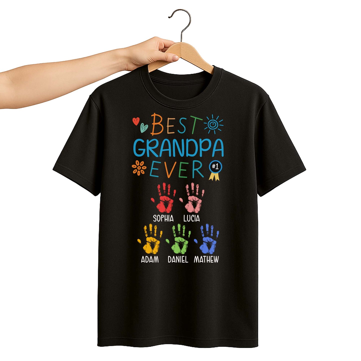 Best Grandpa Ever With Colorful Handprints