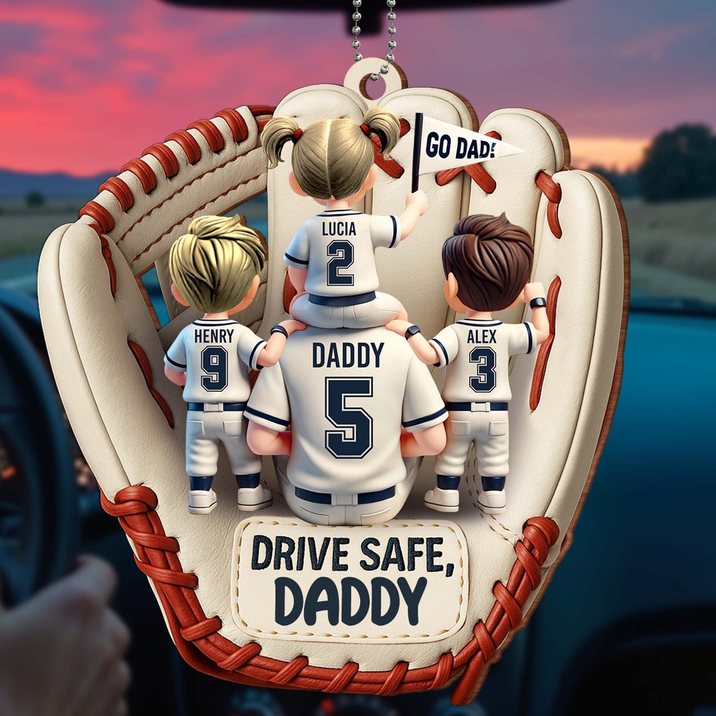 Drive Safe Daddy Baseball Glove and Uniform Ornament